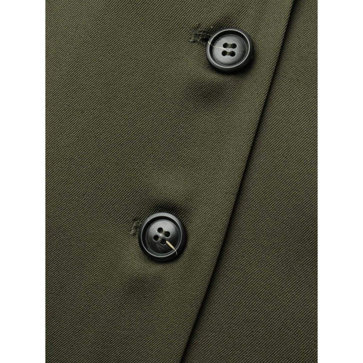 Plus Size Solid Lapel Collar Pockets Coat Women ArmyGreen Elegant Button Loose Ladies Everyday Winter Coats BloomChic 22-24/3X Product Image