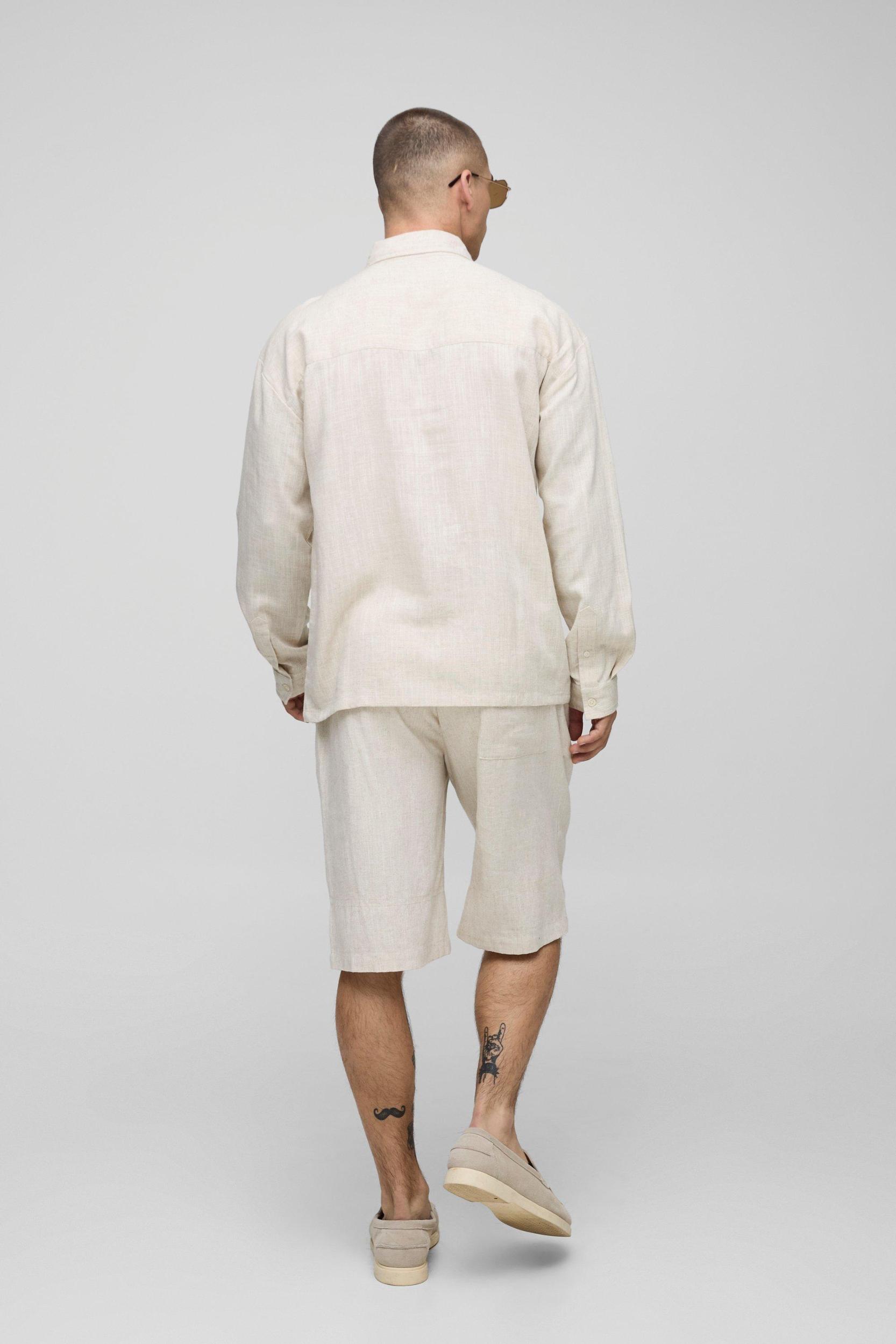 Heavyweight Linen Regular Fit Shirt | boohooMAN USA Product Image