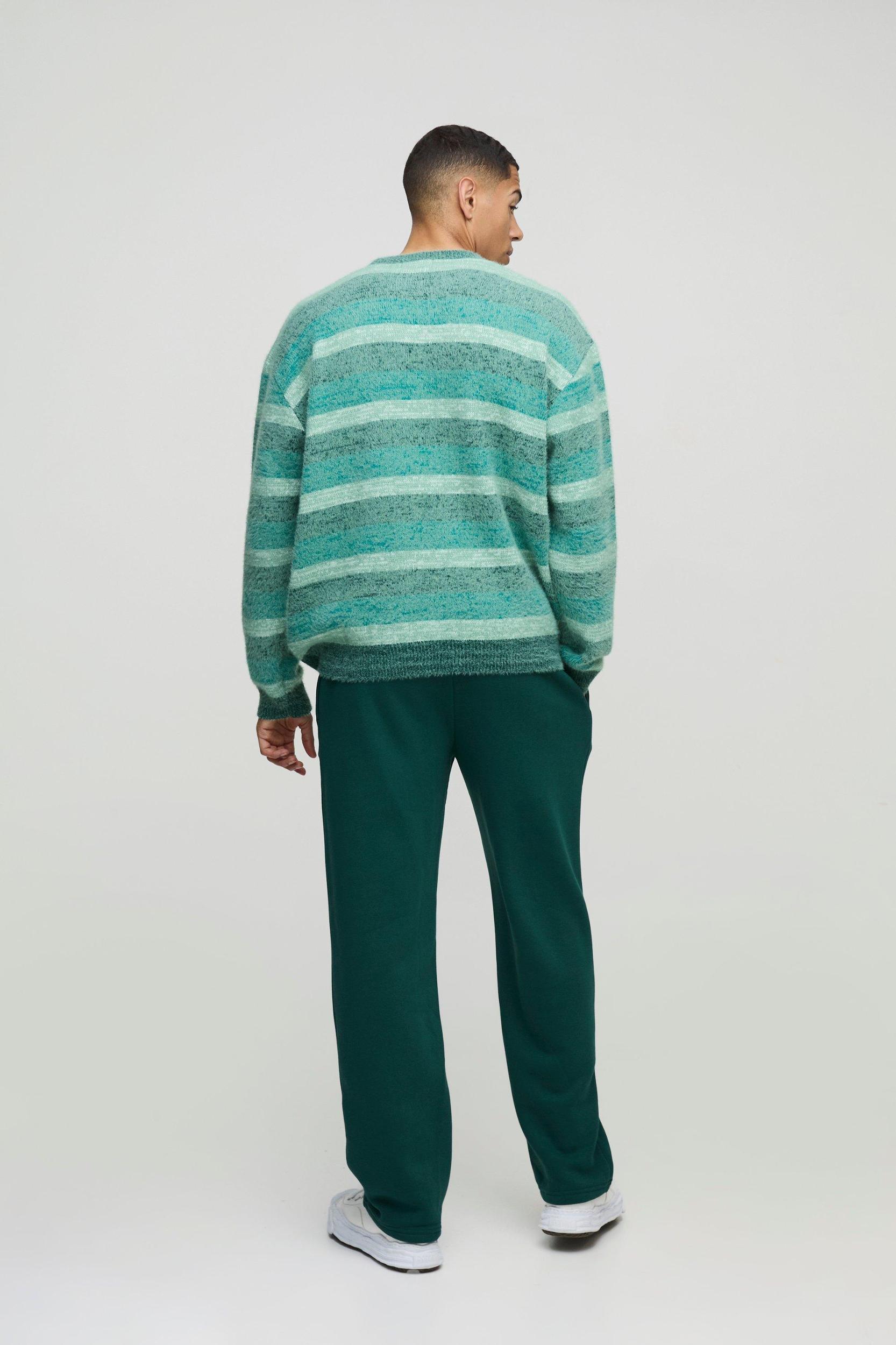 Oversized Brushed Stripe Knitted Sweater | boohooMAN USA Product Image