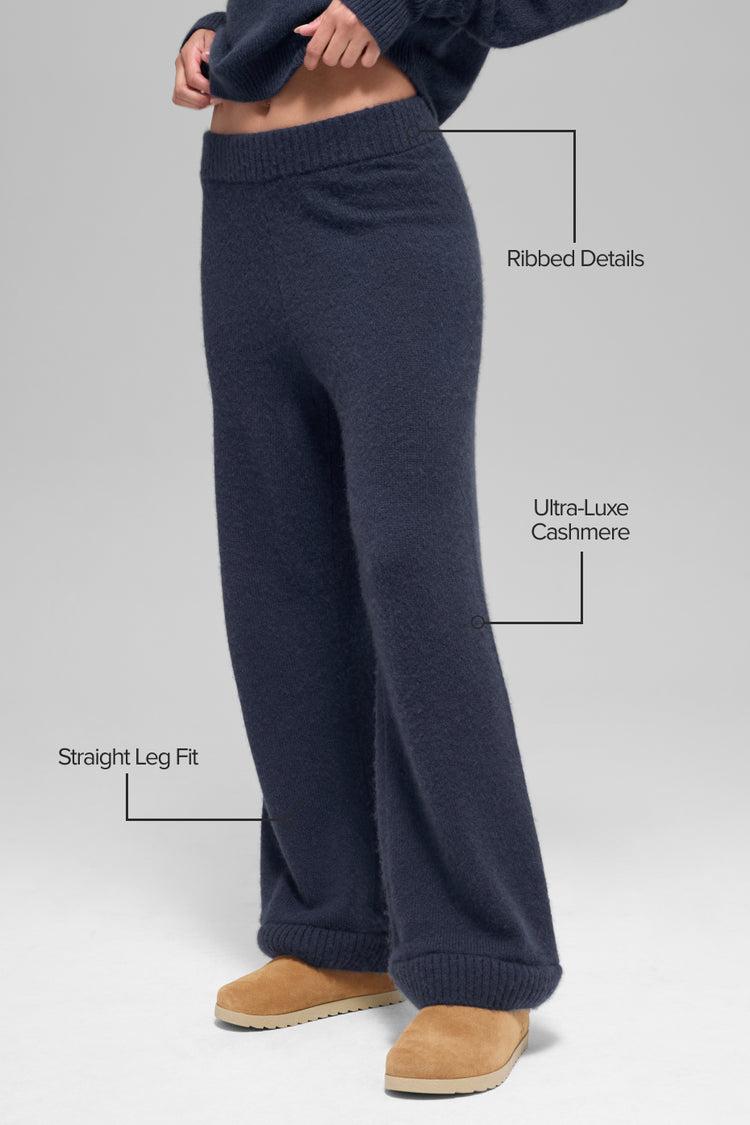 Wool Cashmere High-Waist New Class Wide Leg Pant - Navy Female Product Image