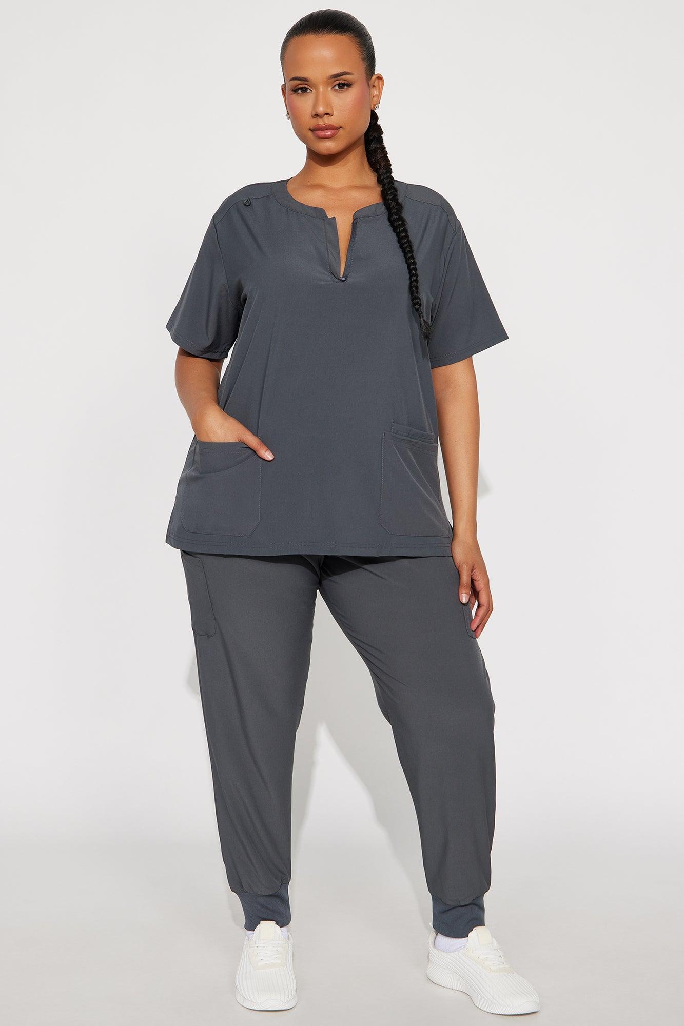 Daily Clock In 4 Way Stretch Uniform Scrub Jogger Set - Charcoal Female Product Image