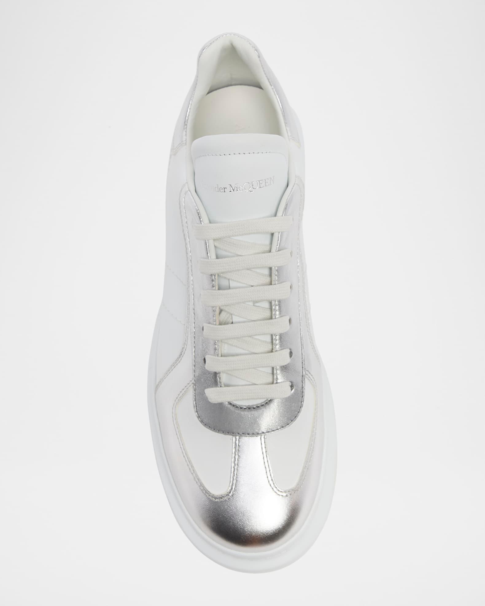 Men's Metallic-Trim Leather Low-Top Sneakers Product Image