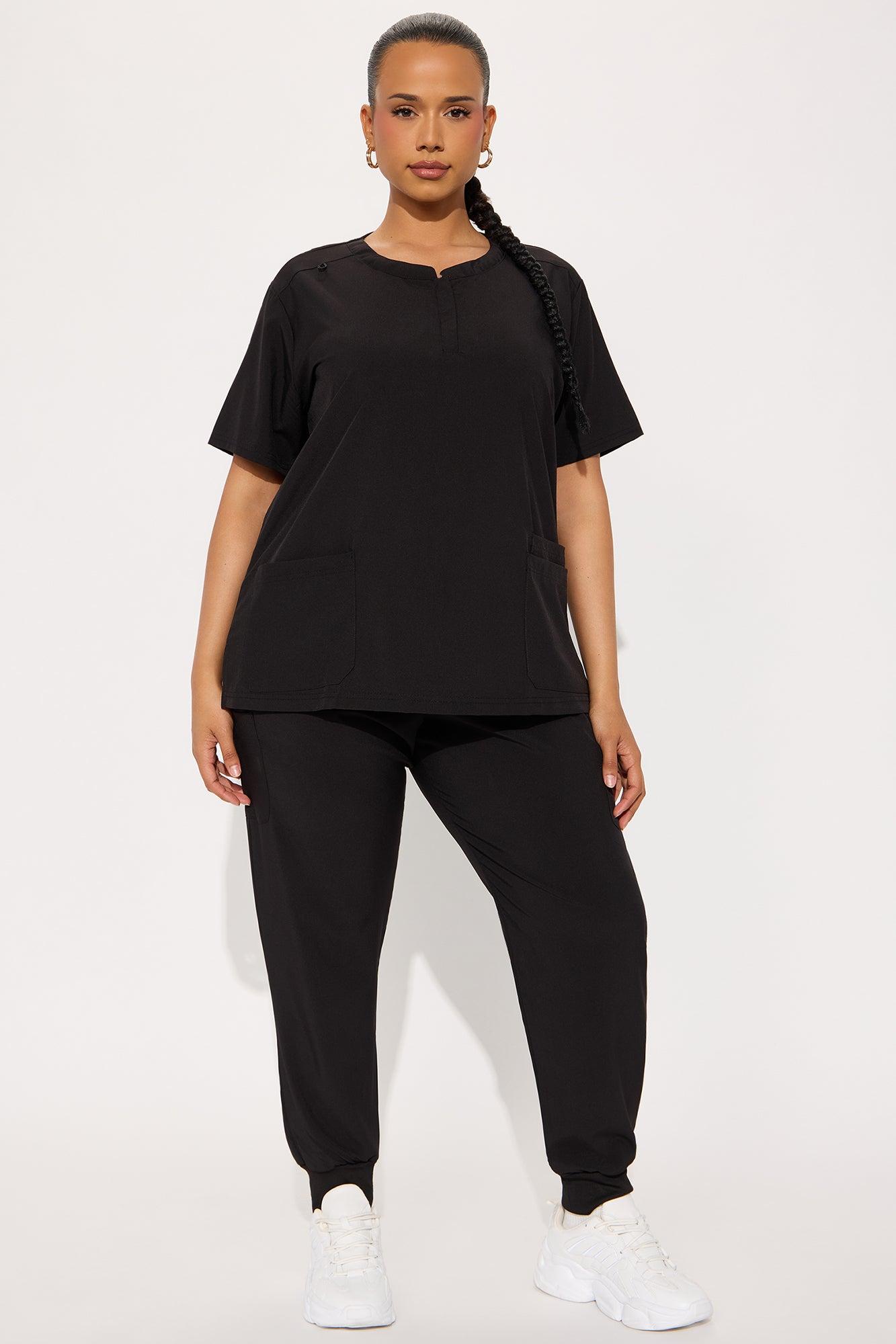 Daily Clock In 4 Way Stretch Uniform Scrub Jogger Set - Black Female Product Image