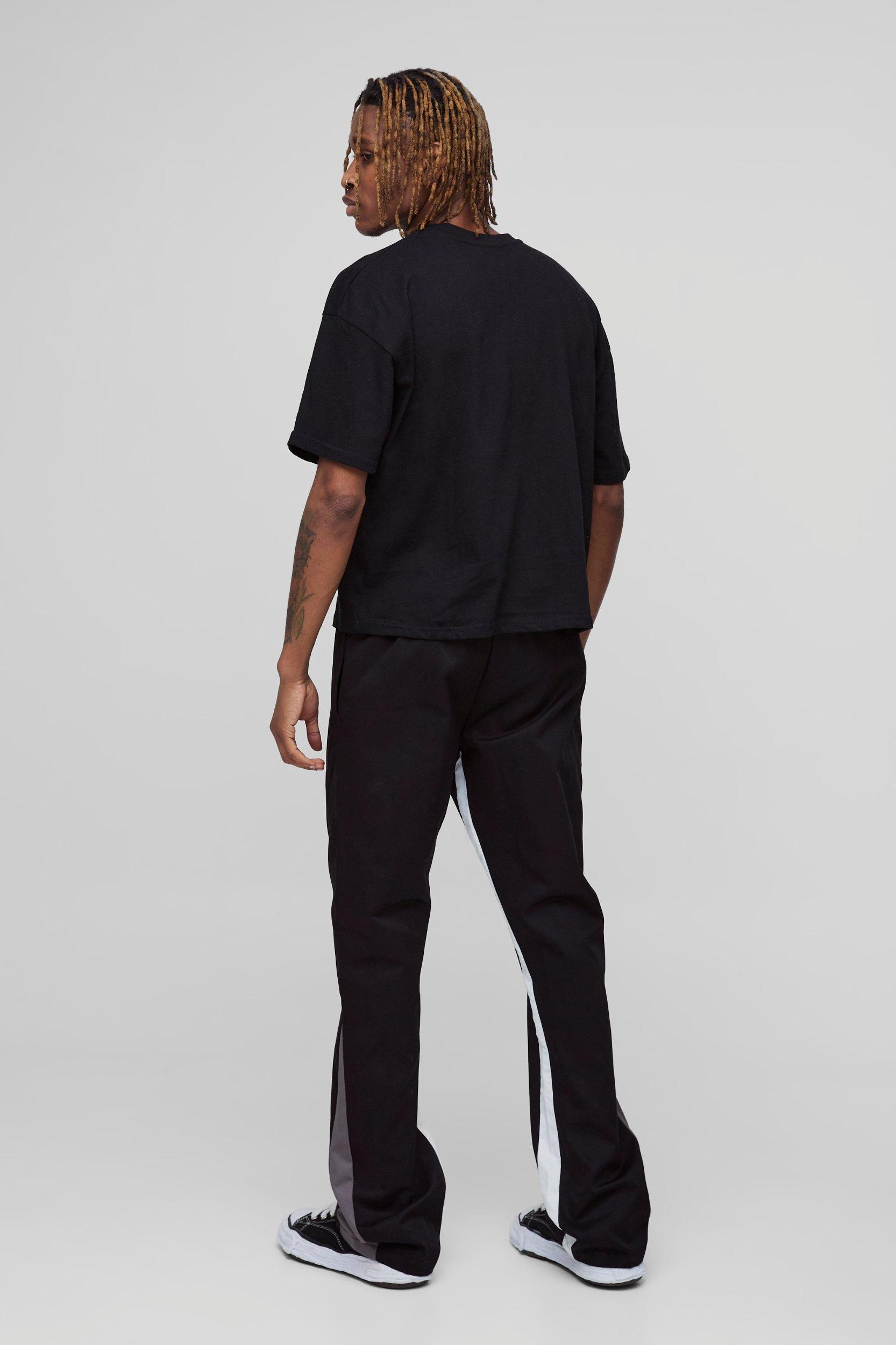 Tall Drawcord Waist Applique Gusset Flared Pants | boohooMAN USA Product Image