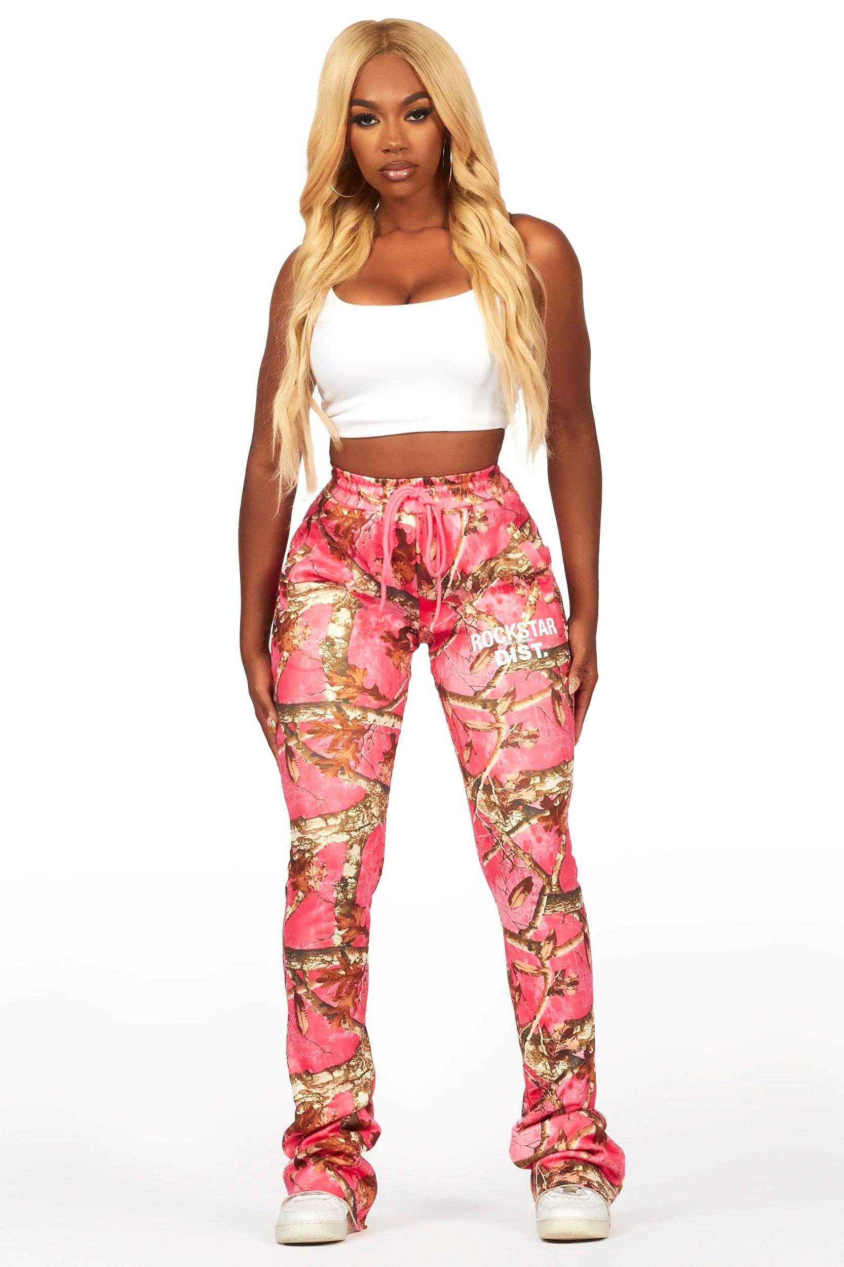 Juliana Pink Tree Camo Super Stacked Track Pant Female Product Image