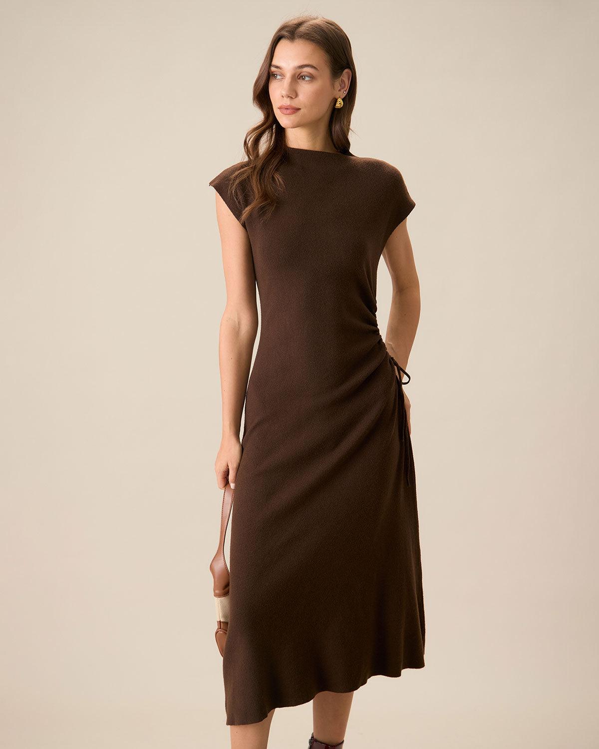 Coffee Bodycon Reversible Sweater Dress Product Image