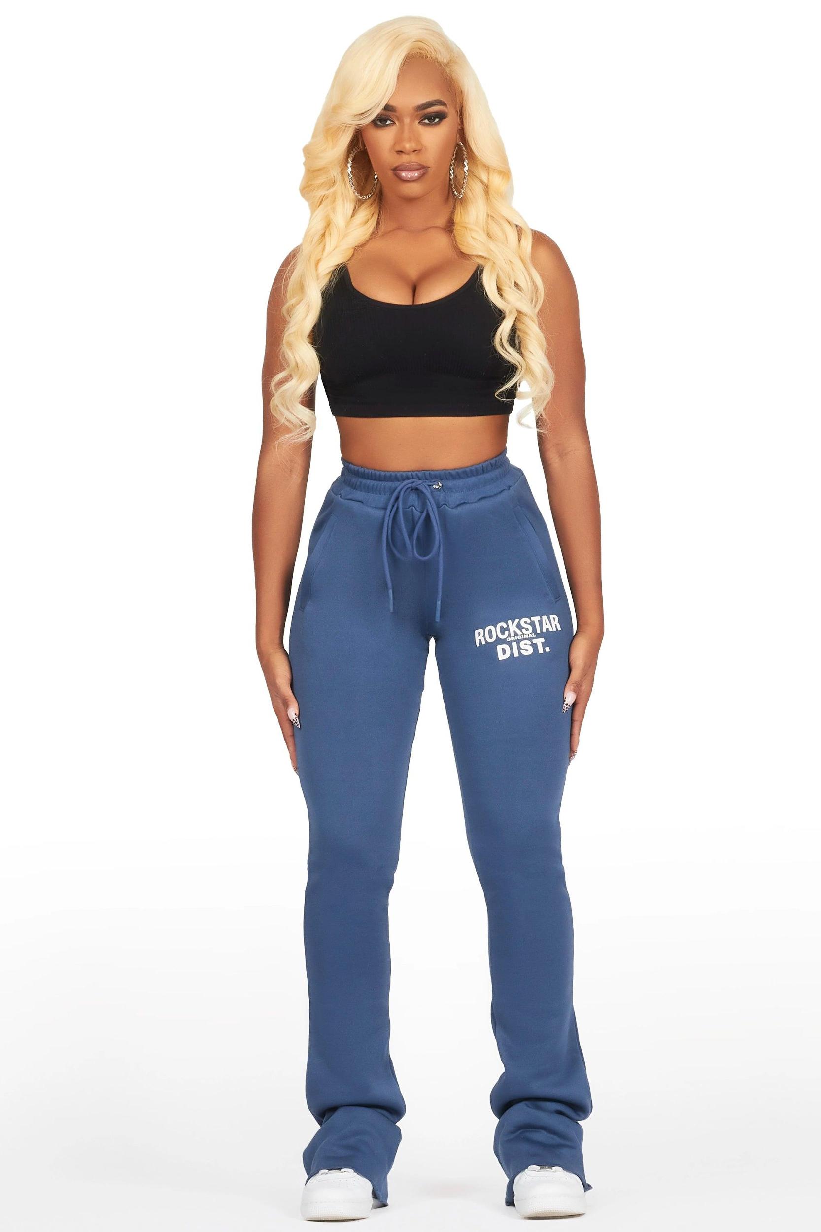 Juliana Navy Super Stacked Track Pant Female Product Image