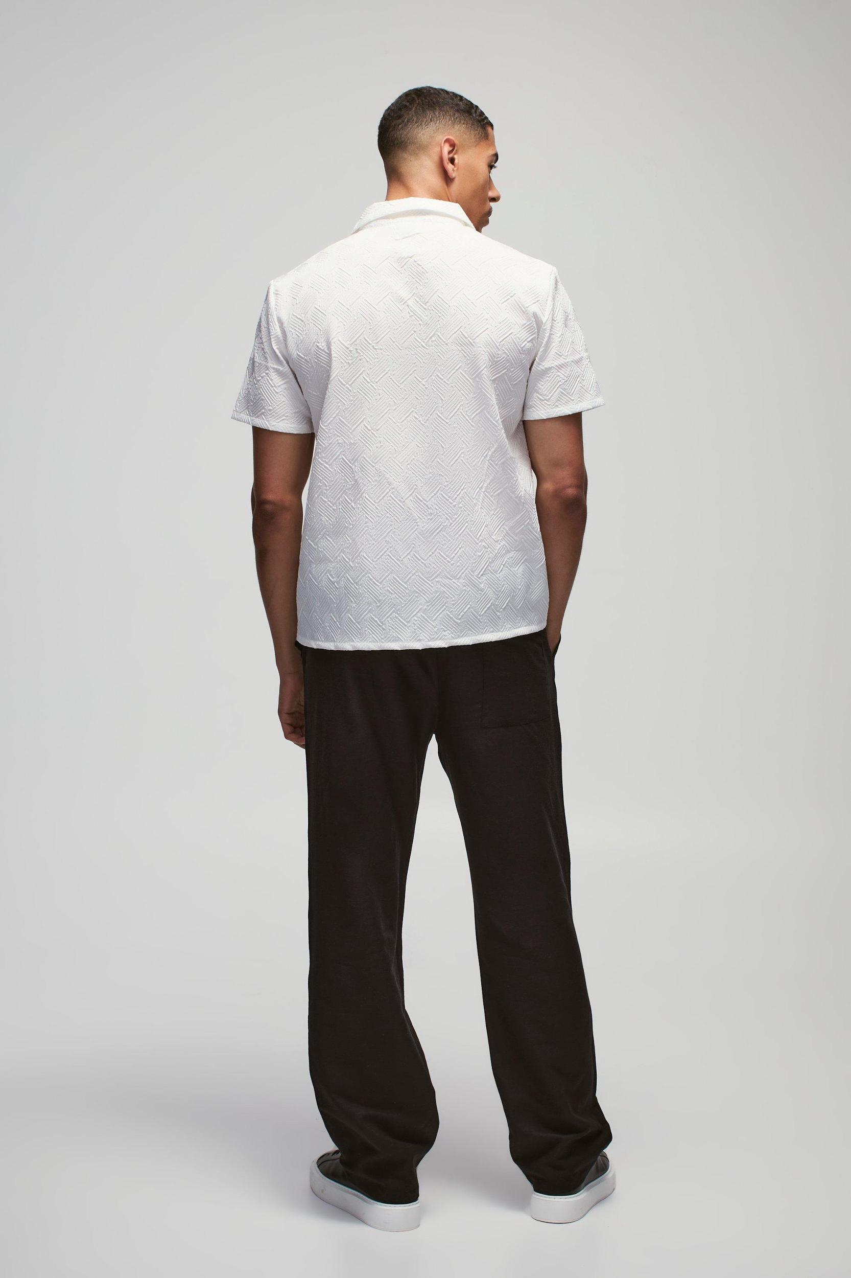 Regular Fit Geo Jacquard Shirt | boohooMAN USA Product Image