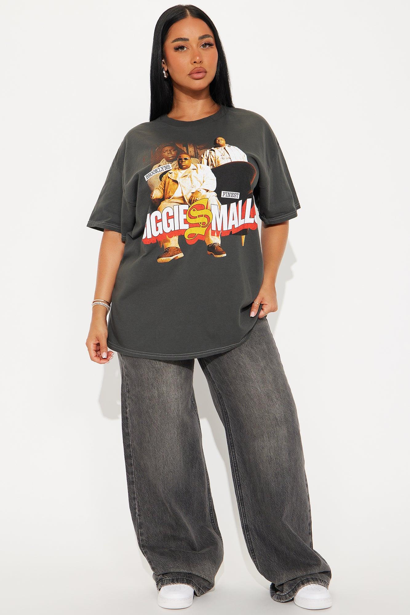 Biggie Smalls Vintage Washed Oversized Tee - Black Female Product Image
