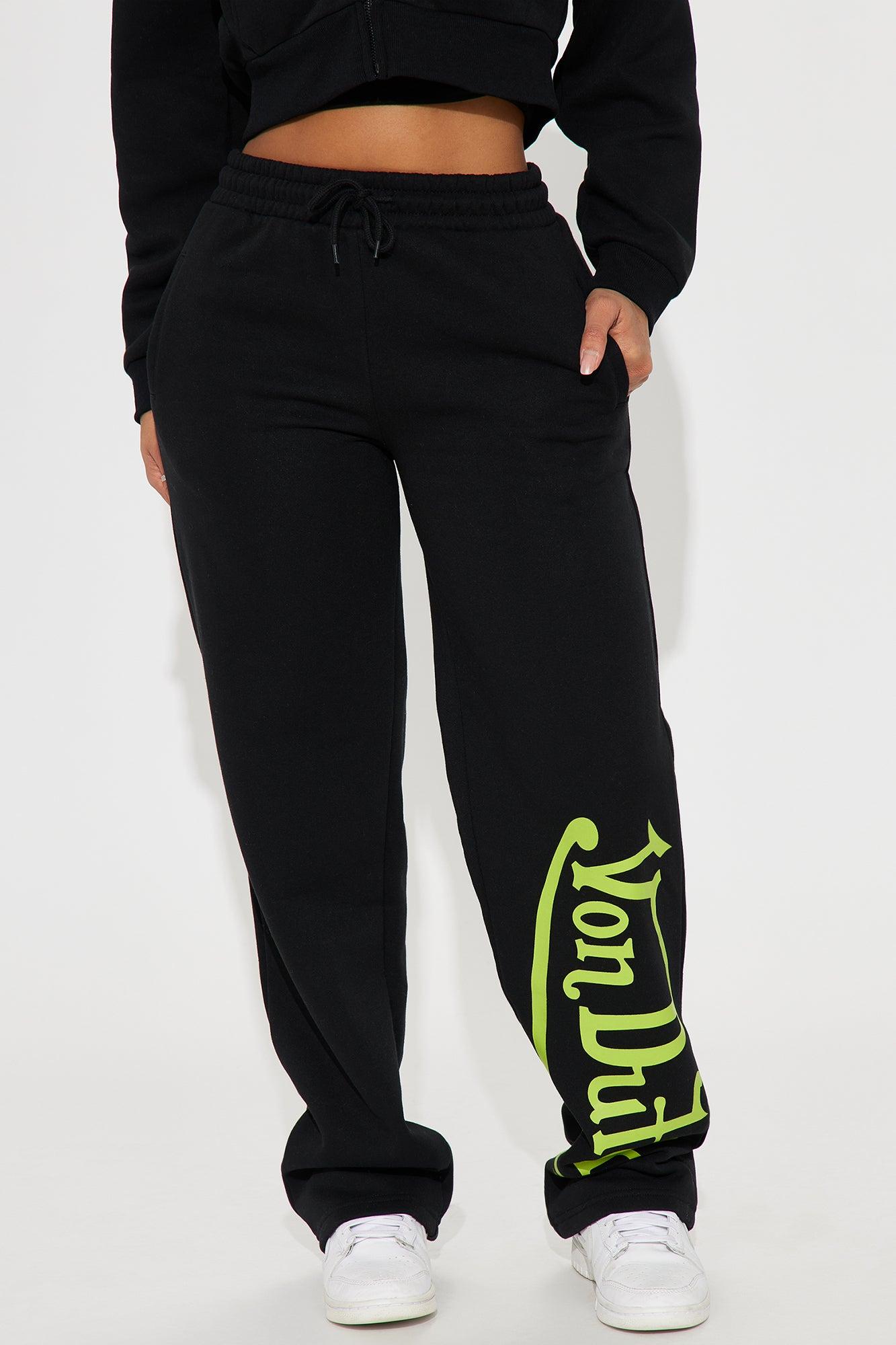Von Dutch Wide Leg Pant - Black/Green Product Image