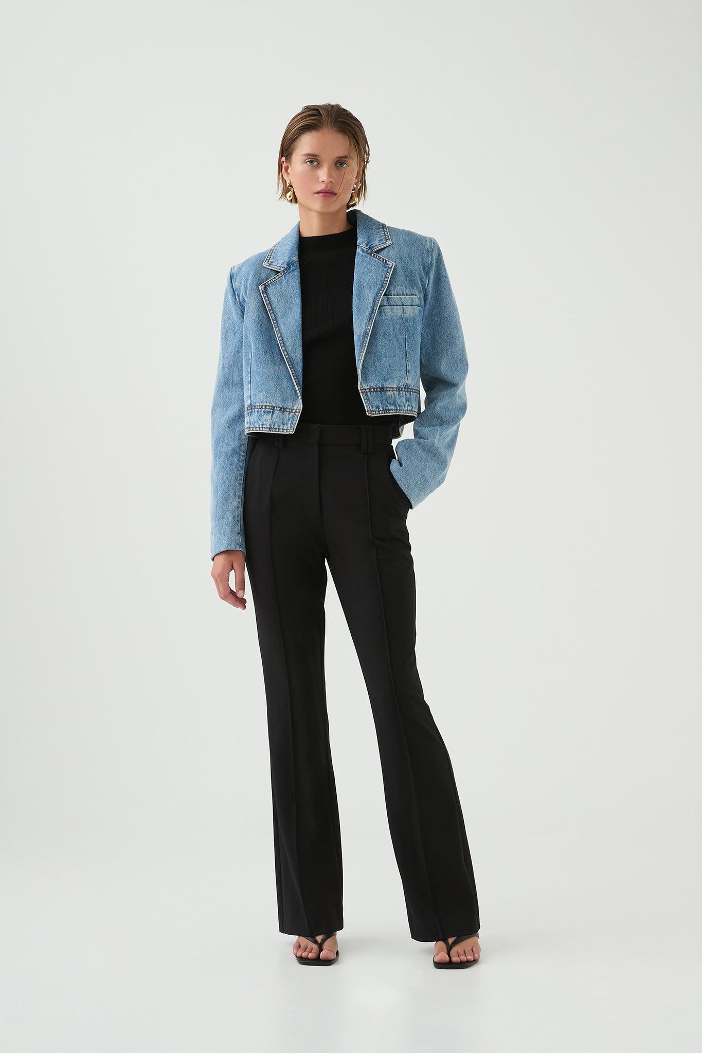 Juno Cropped Denim Blazer Product Image