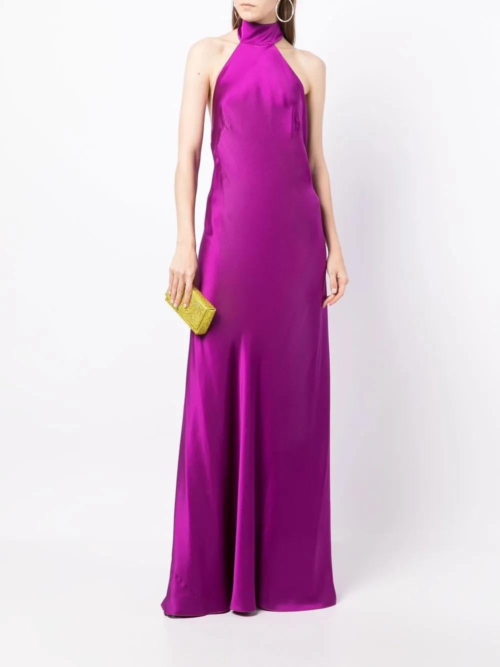 backless halter tie-fastening gown Product Image