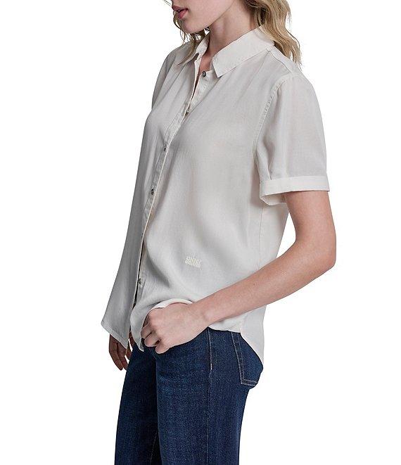 DKNY Jeans by Donna Karan Tencel Point Collar Short Sleeve Button Front Shirt Product Image