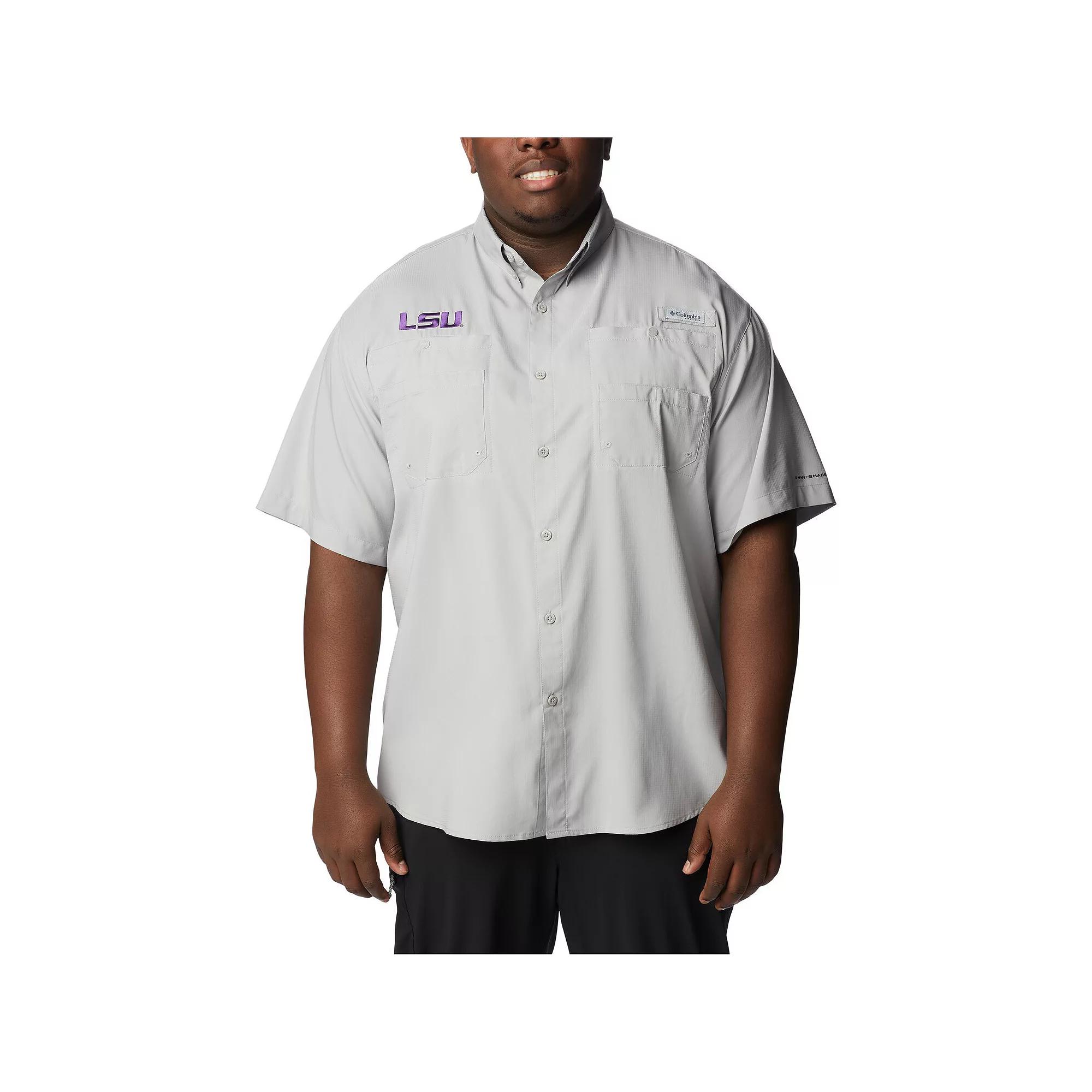 Men's Columbia  Gray LSU Tigers Big & Tall Tamiami Omni-Shade Button-Down Shirt, Size: 3XLT, Grey Product Image