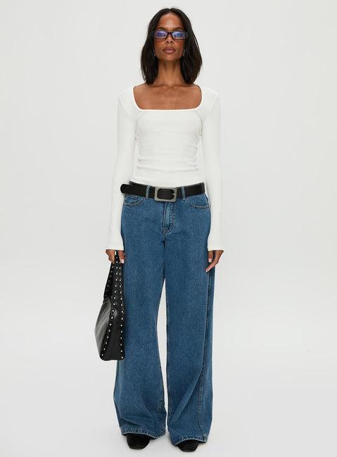 Baseline Rib Long Sleeve Top White Product Image