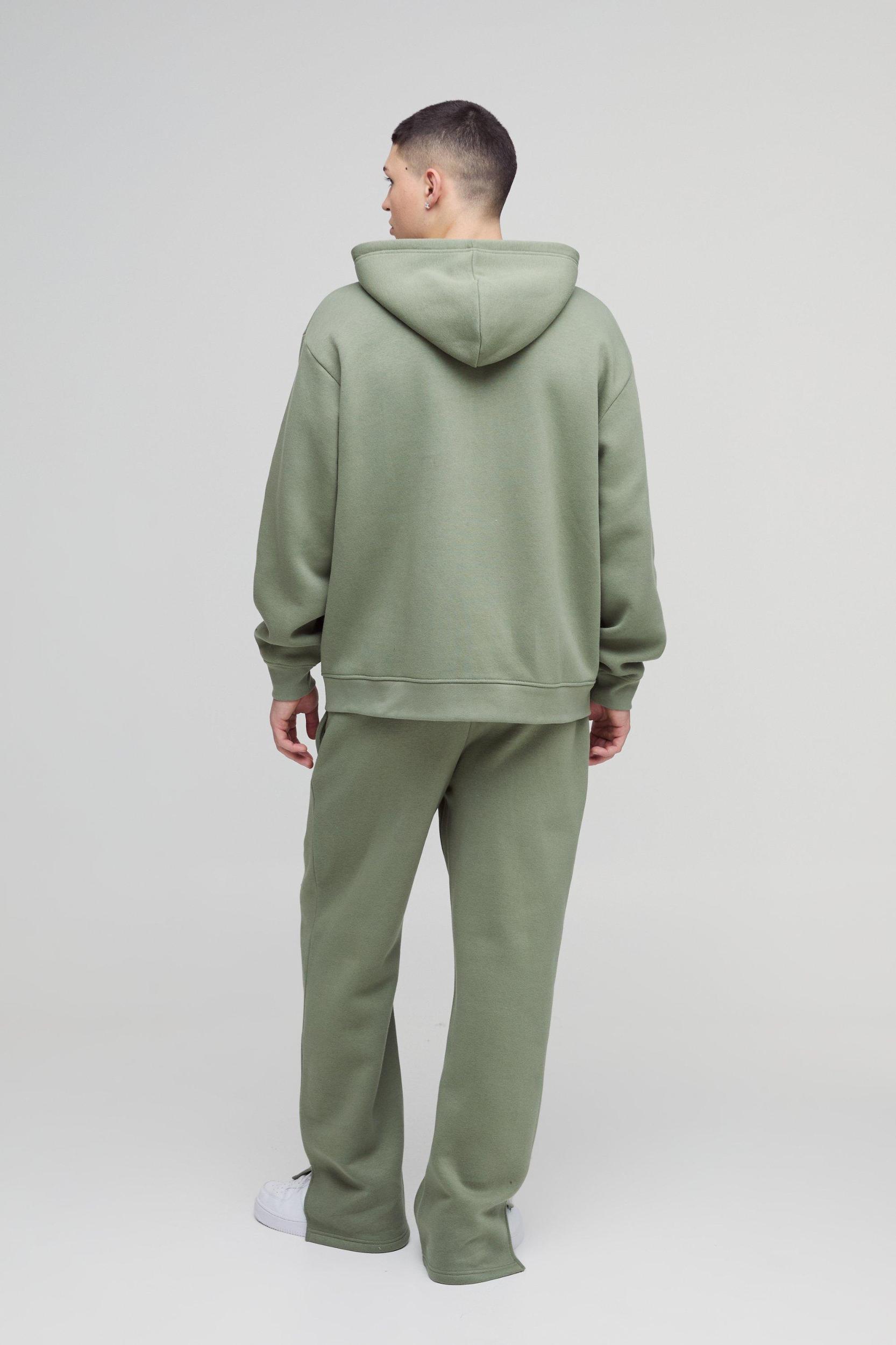 330gsm Oversized Official Varsity Hooded Split Hem Zip Tracksuit | boohooMAN USA Product Image