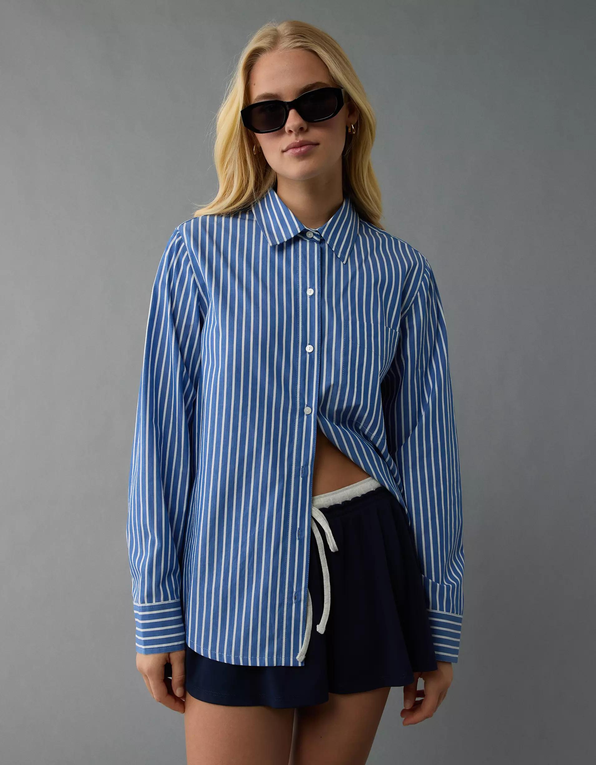 AE Long-Sleeve Button-Up Shirt Product Image