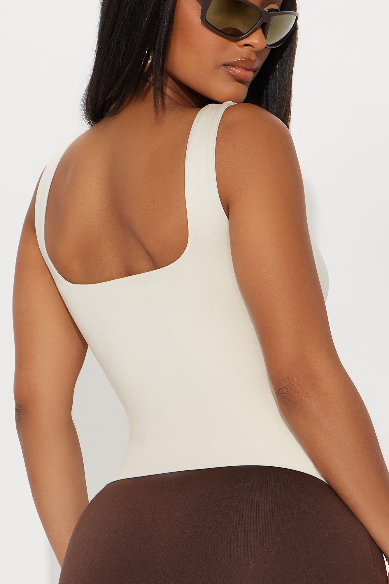 Contour Double Lined Square Neck Tank Top - Bone Female Product Image