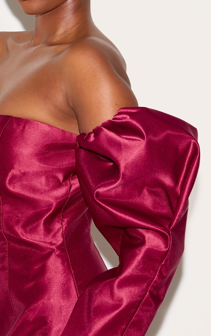 Wine Oversized Puff Sleeve A Line Shift Dress Product Image