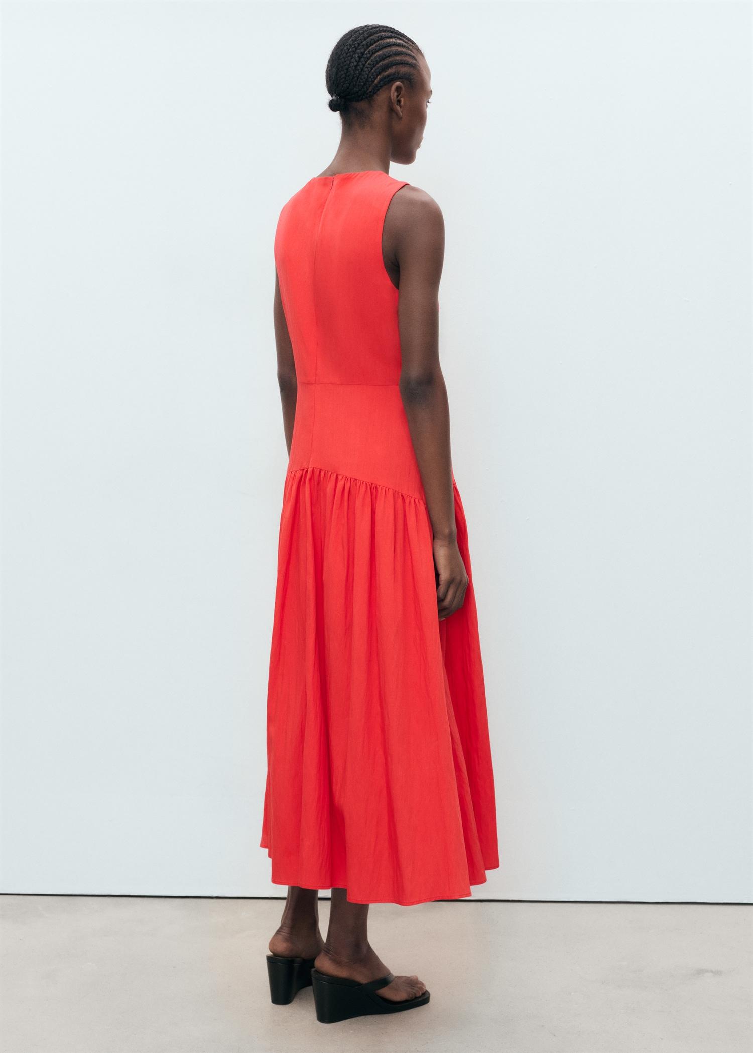 Long dress with gathered hem - Women | MANGO USA Product Image
