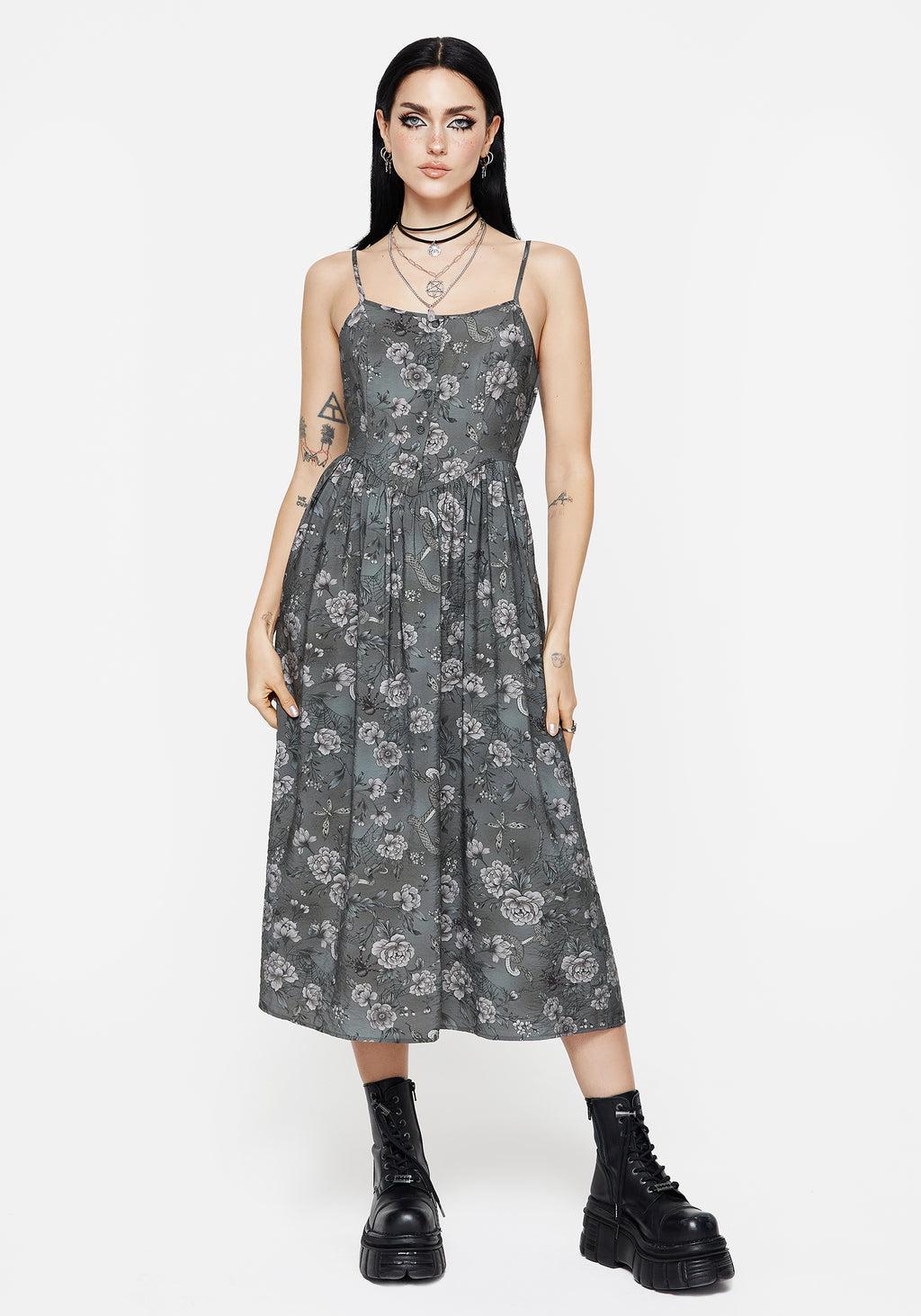 Meadow Floral Serpent Print Cami Midi Dress Product Image
