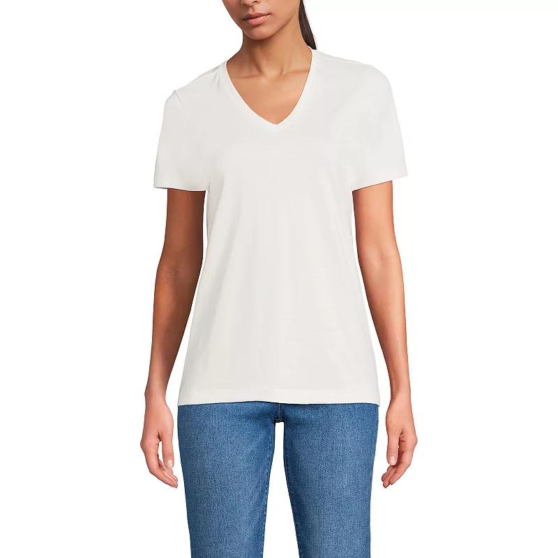 Petite Lands' End Relaxed-Fit Supima Cotton V-Neck Tee, Women's,  Product Image