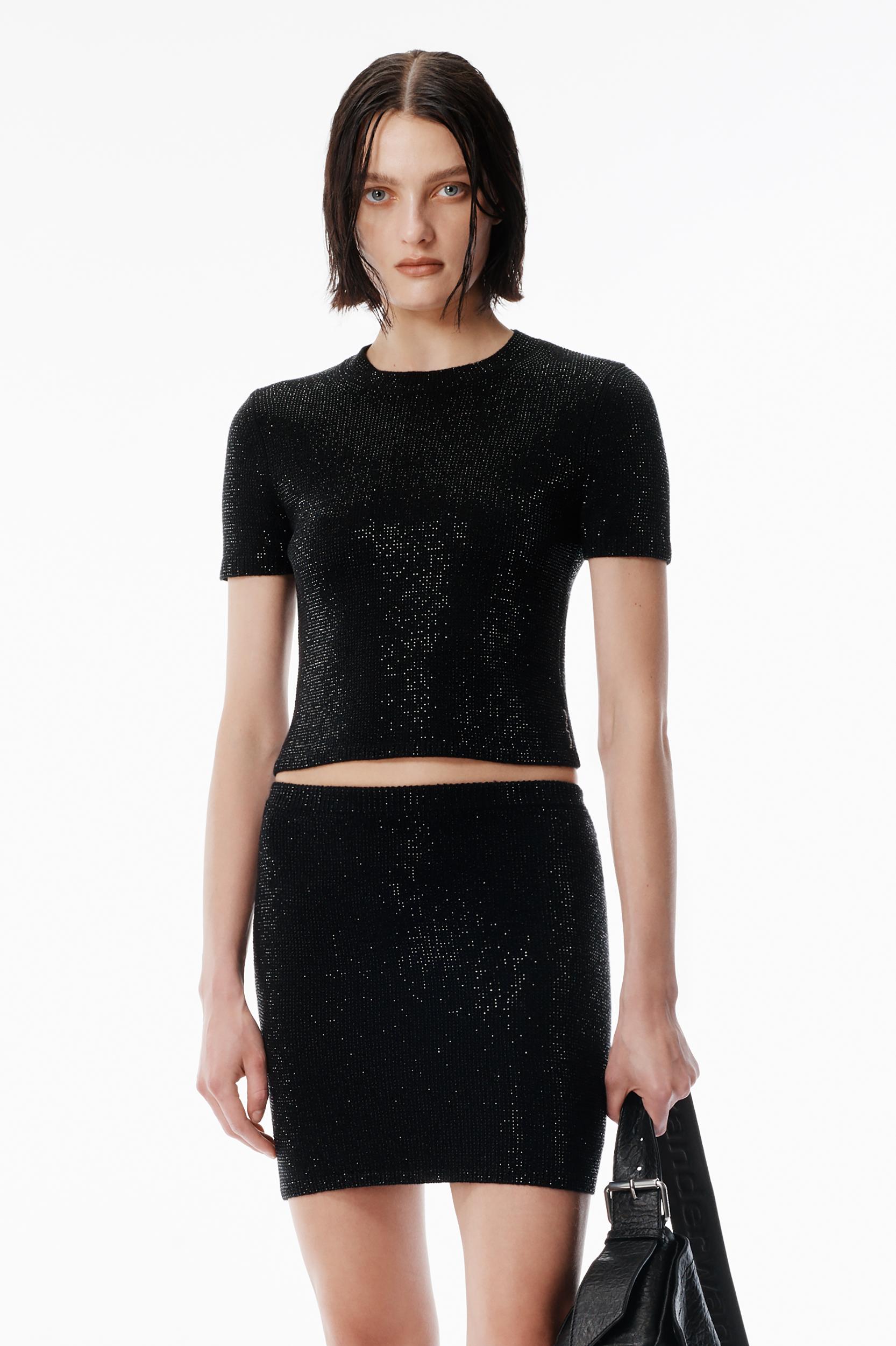 Black Wool-blend Hotfix Logo Tee Product Image