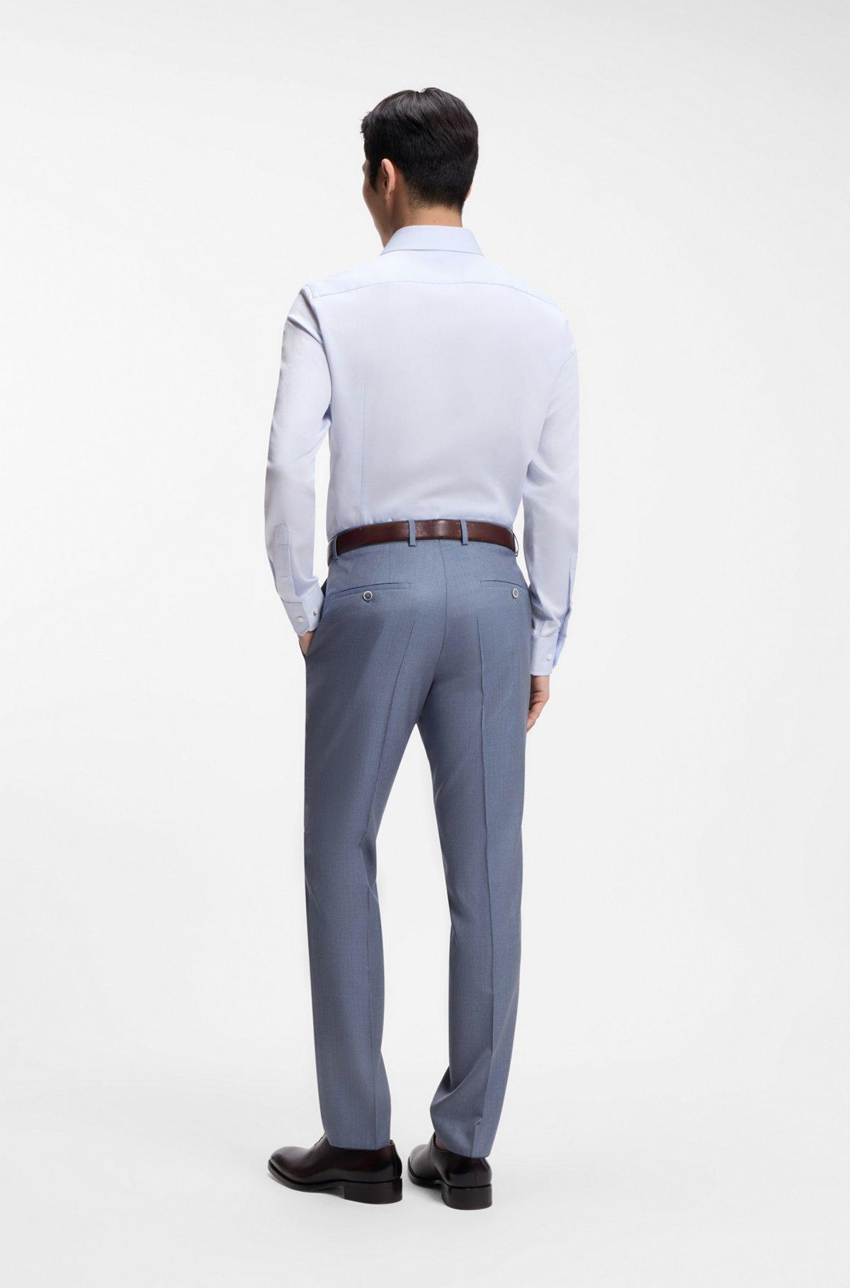 Slim-fit shirt in Italian-made structured cotton Product Image