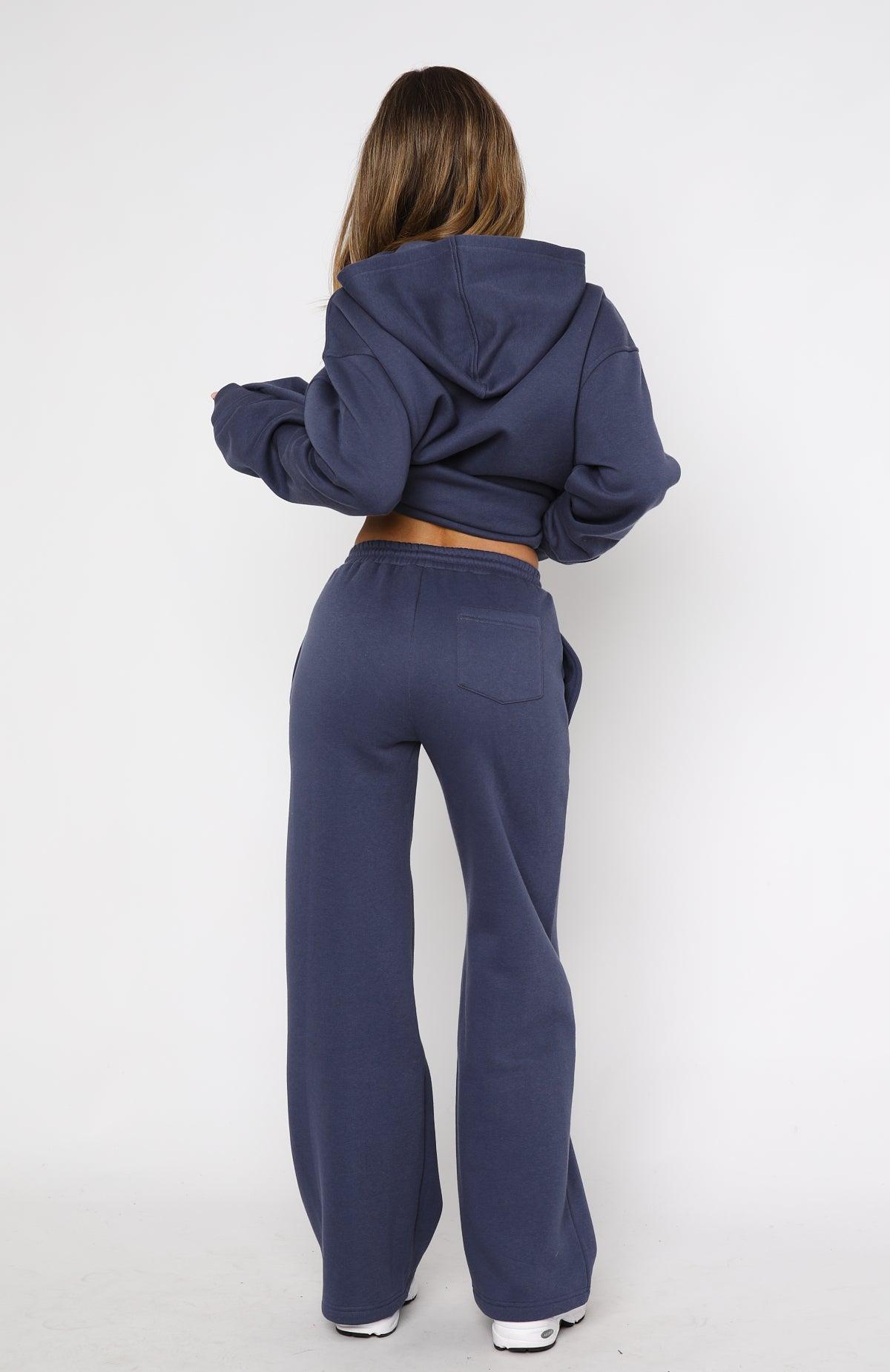 Match Your Words Wide Leg Sweatpants Navy Product Image