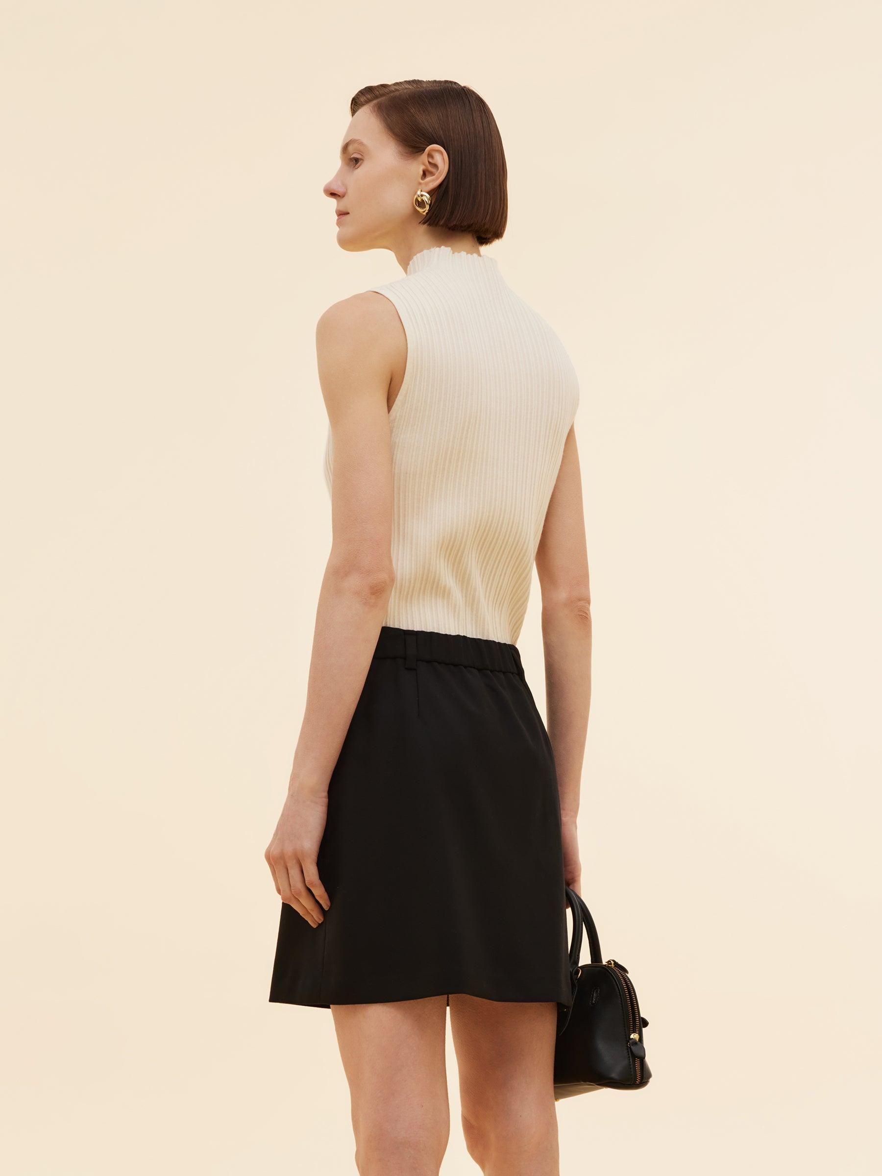 Tencel Blend Women Mock Neck Knit Tank Top Product Image