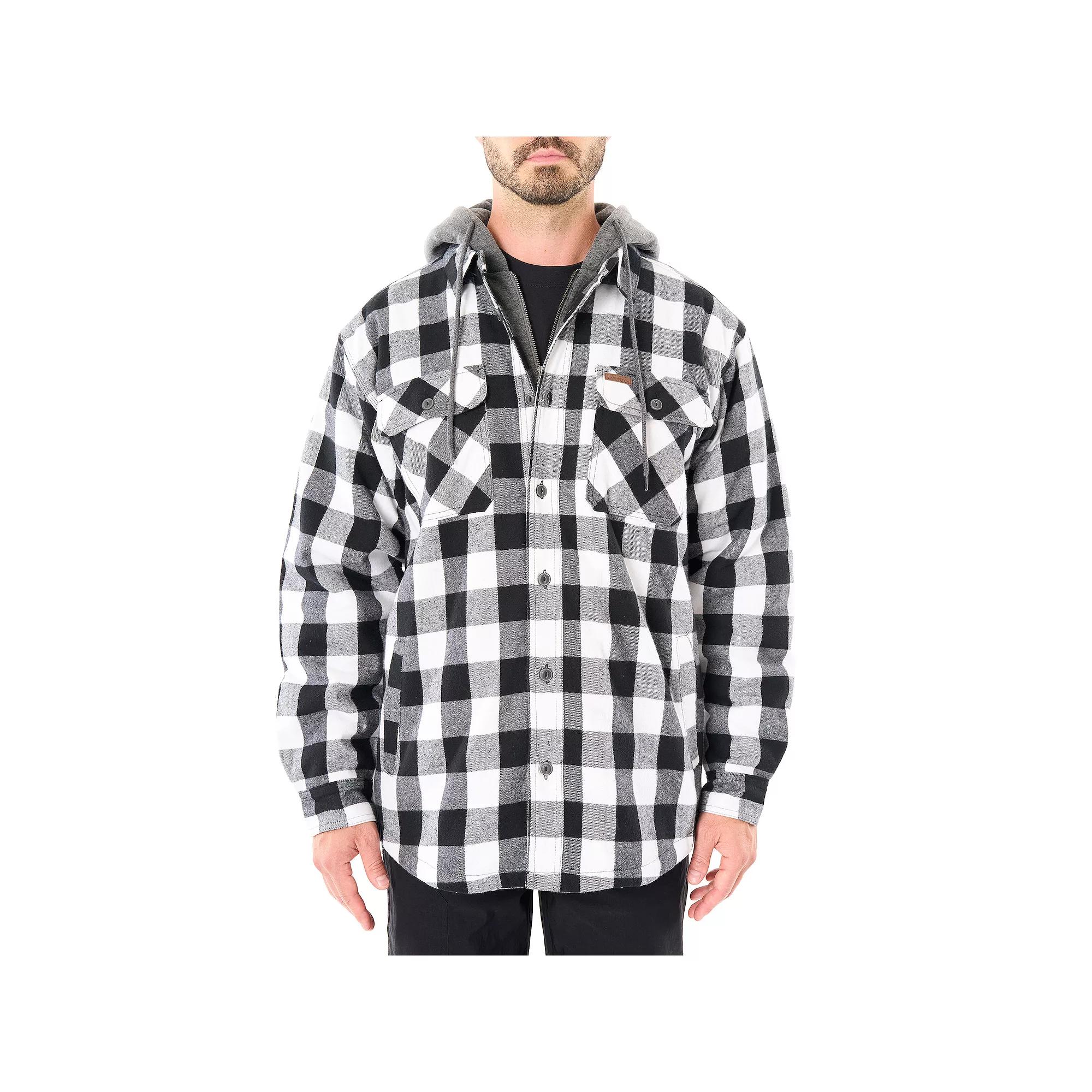 Mens Sherpa-Lined Hooded Flannel Shirt Jacket, Mens Product Image