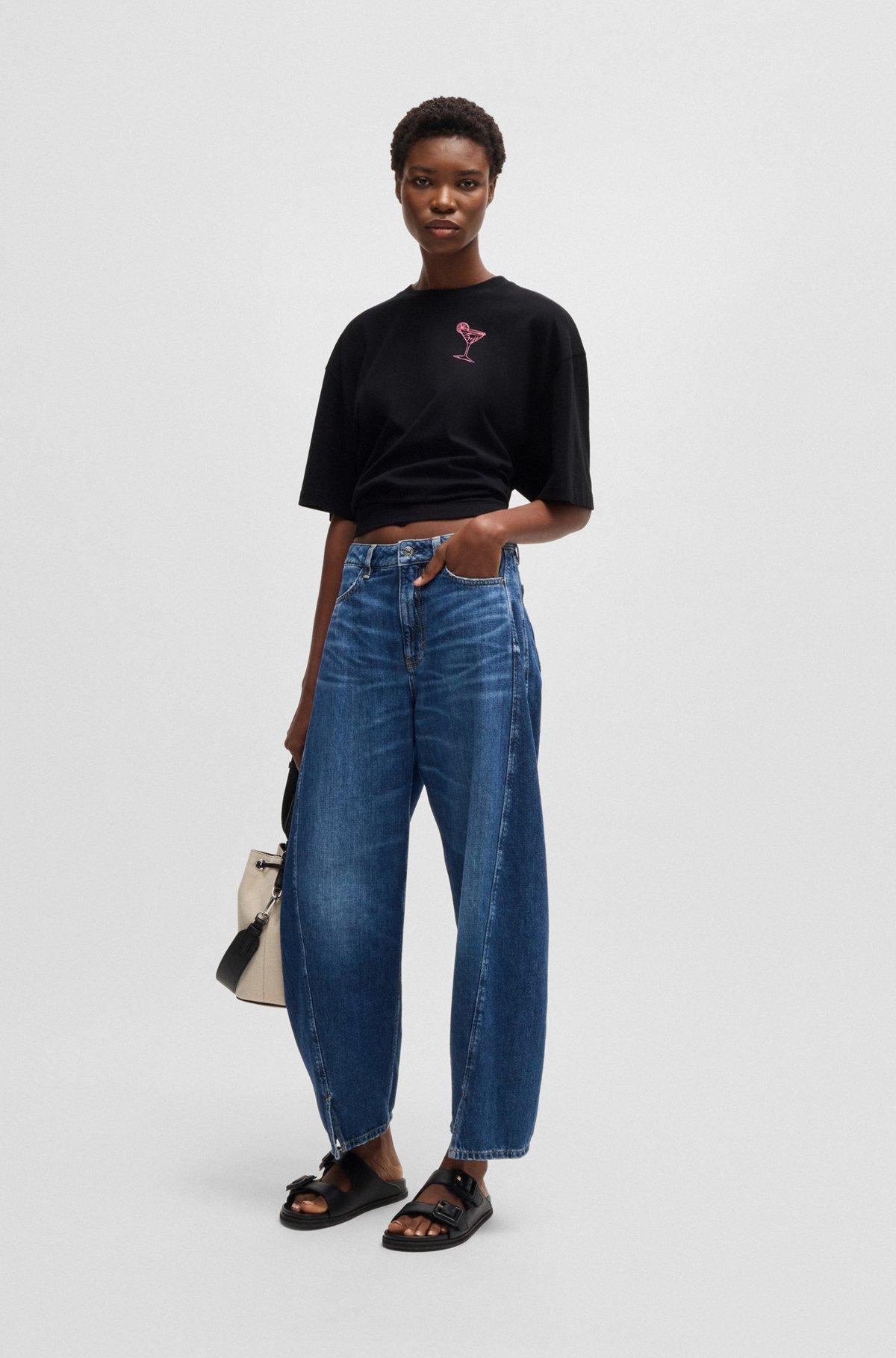 Oversize T-shirt in cotton jersey with logo artwork Product Image