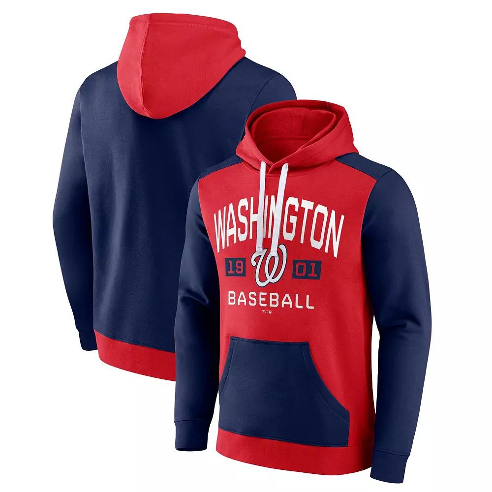 Men's Fanatics Branded Red/Navy Washington Nationals Chip In Team Pullover Hoodie, Size: XL Product Image
