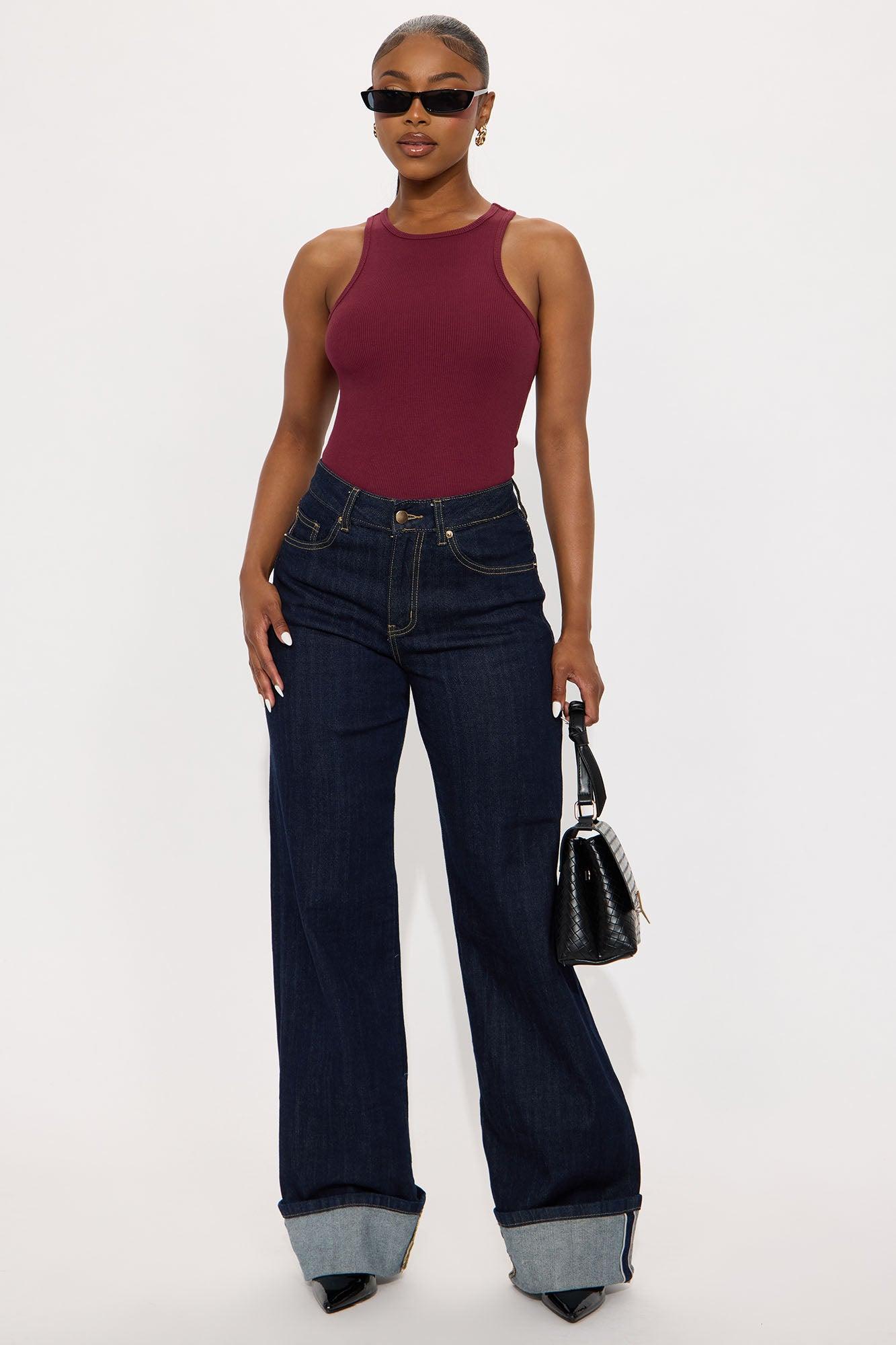 Model Attitude Racerback Bodysuit - Burgundy Female Product Image