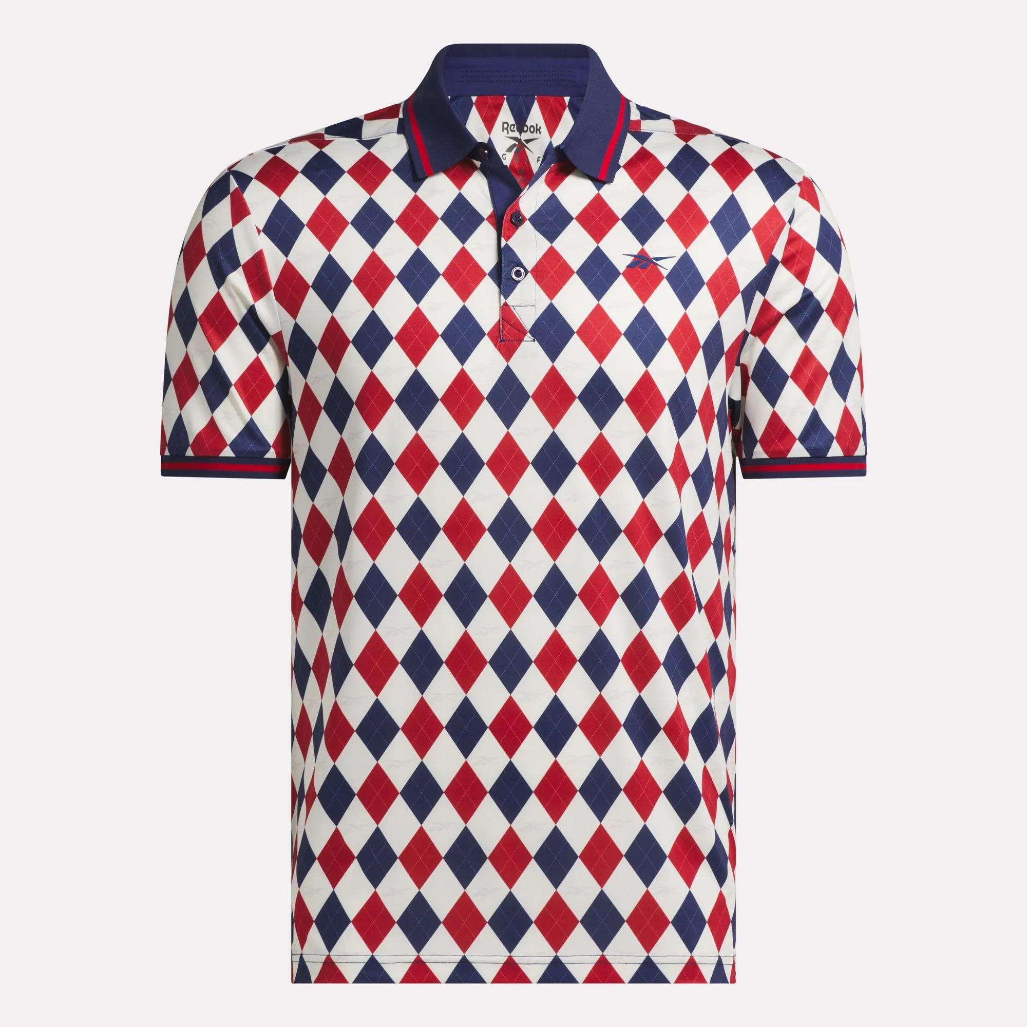Men's Short Sleeve Vector Argyle Print Polo Male Product Image