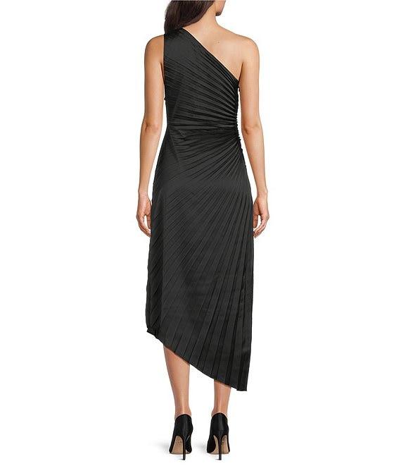 Belle by Badgley Mischka Kelsey Sleeveless One Shoulder Asymmetric Fit and Flare Midi Dress Product Image