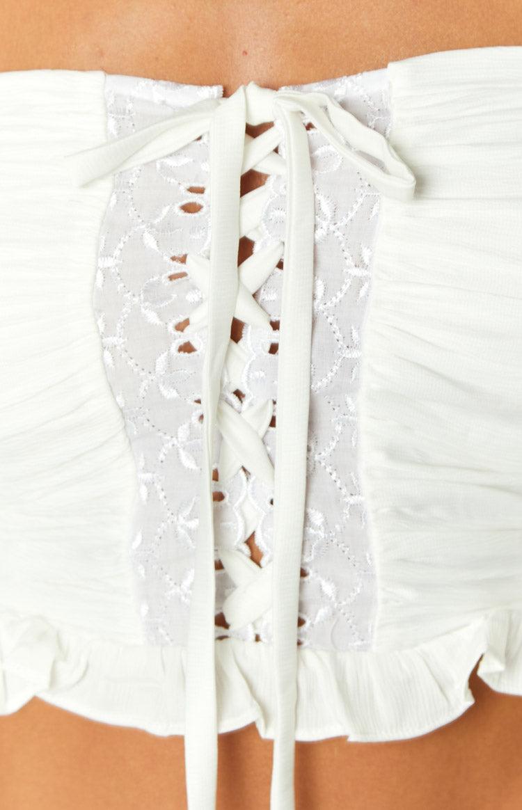 Flossy White Strapless Corset Top Product Image