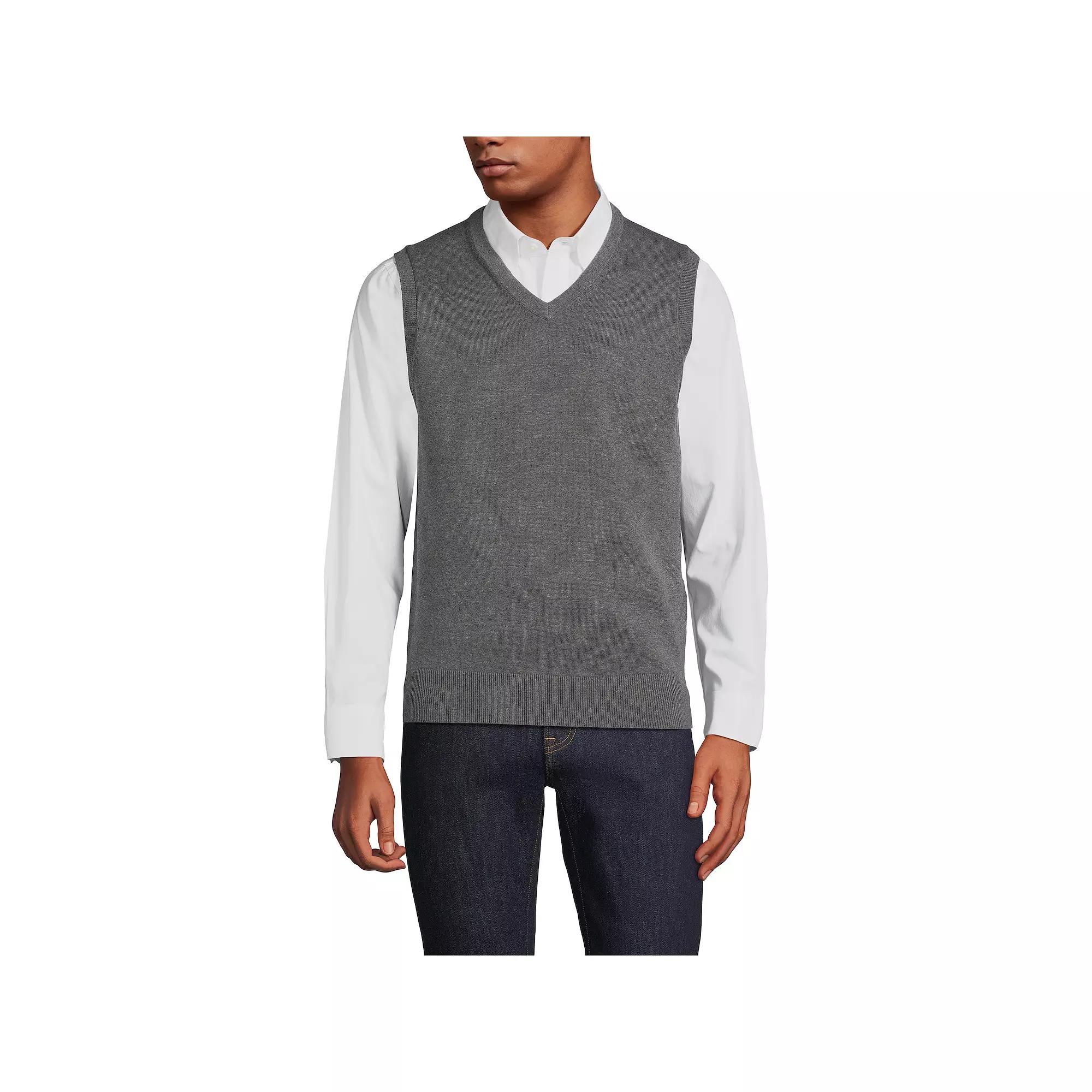 Men's Lands' End Fine Gauge Cotton Sweater Vest,  Product Image