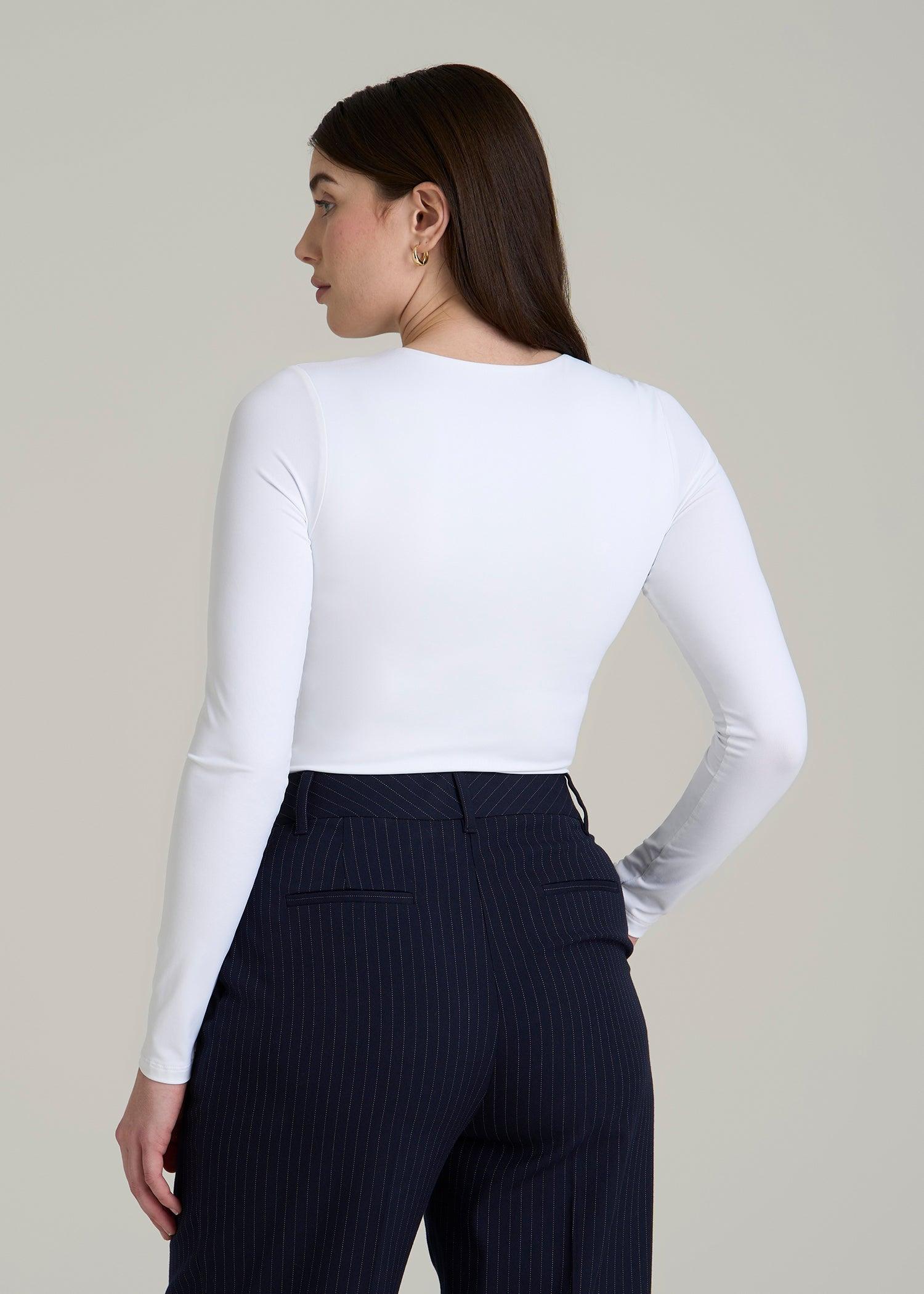Long Sleeve Bodysuit for Tall Women in Bright White Female Product Image