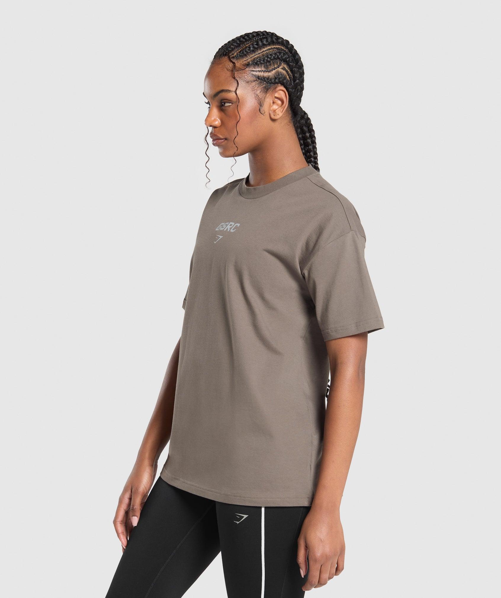 Gymshark Running Graphic Oversized T-Shirt - Camo Brown Female Product Image
