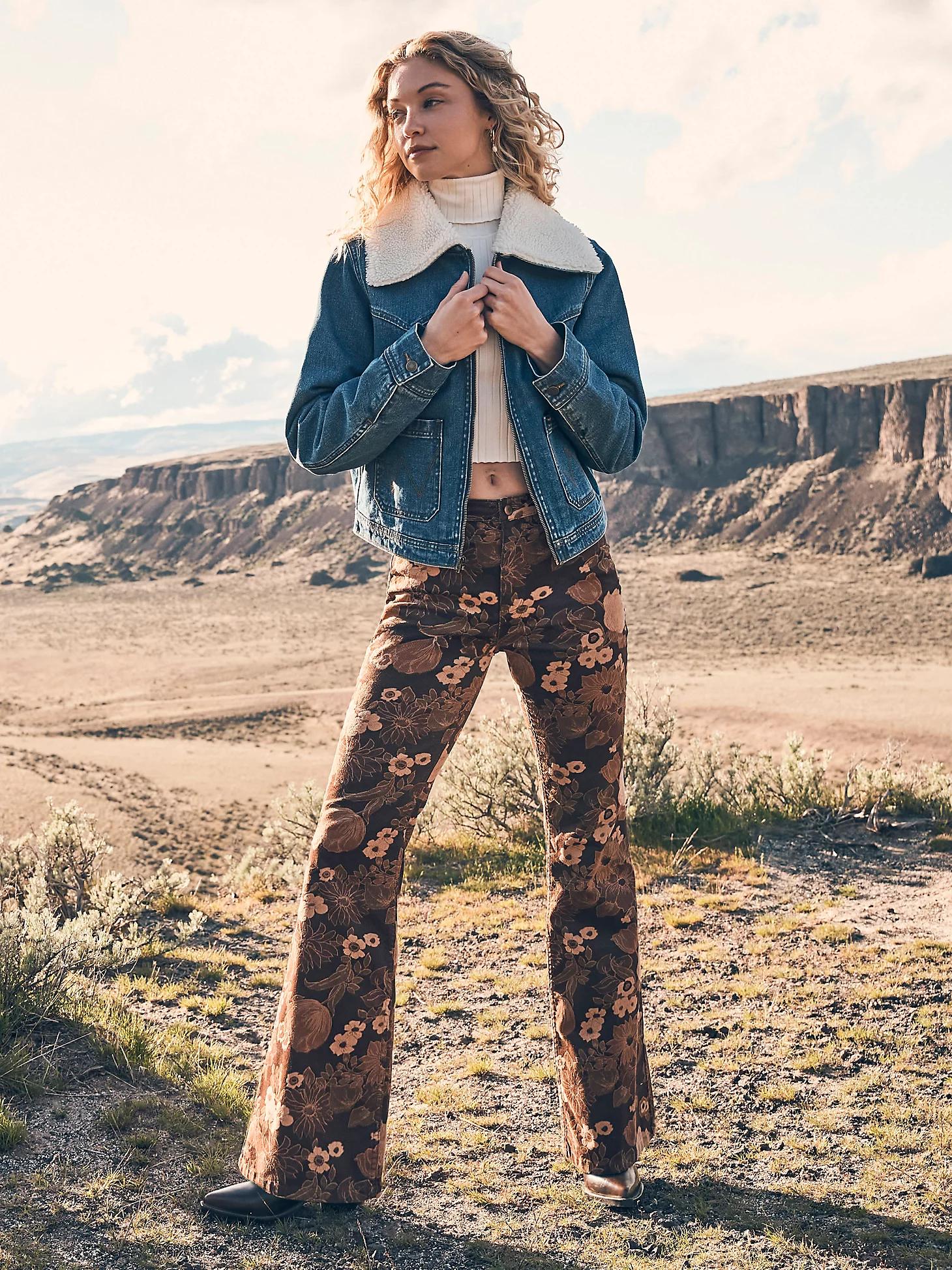 Women's Wrangler® Corduroy High Rise Fierce Flare Jean in Golden Eden Product Image