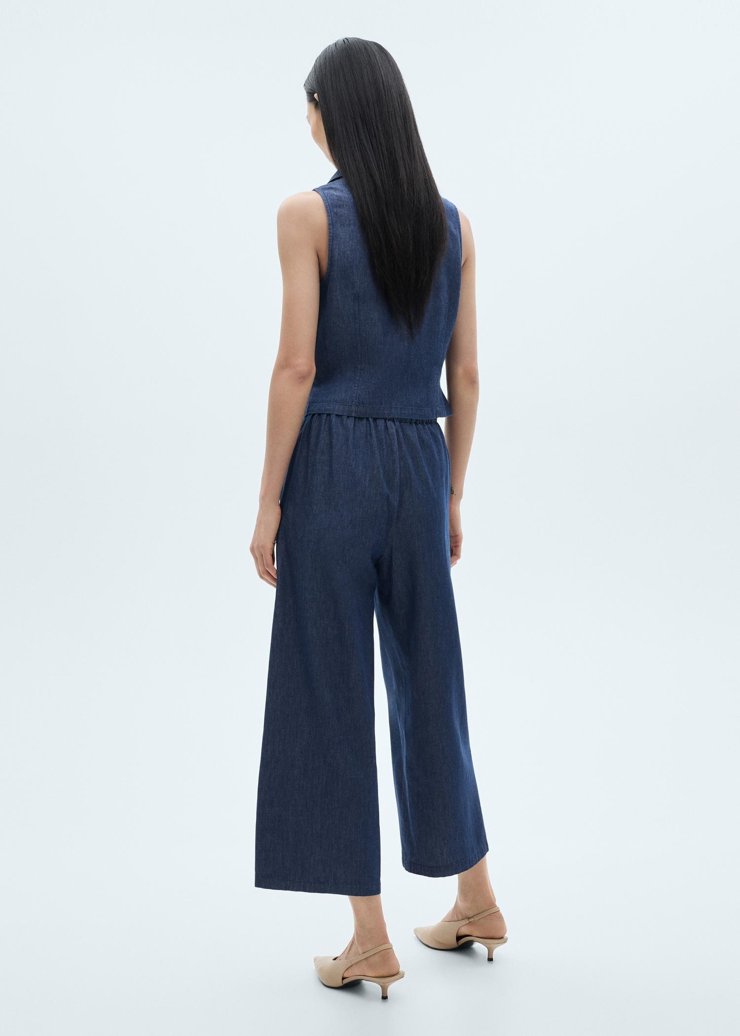Denim-effect culotte pants - Women | MANGO USA Product Image