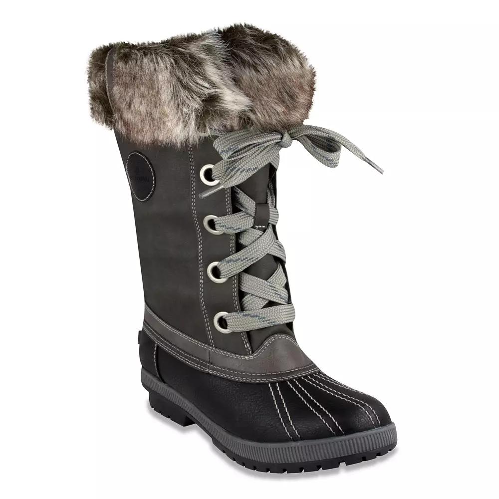 London Fog Melton 2 Women's Winter Duck Boots, Size: 9 Medium, Black Gray Product Image