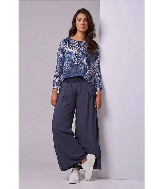 M Made in Italy Printed Boat Neck Long Sleeve Knit Top Product Image