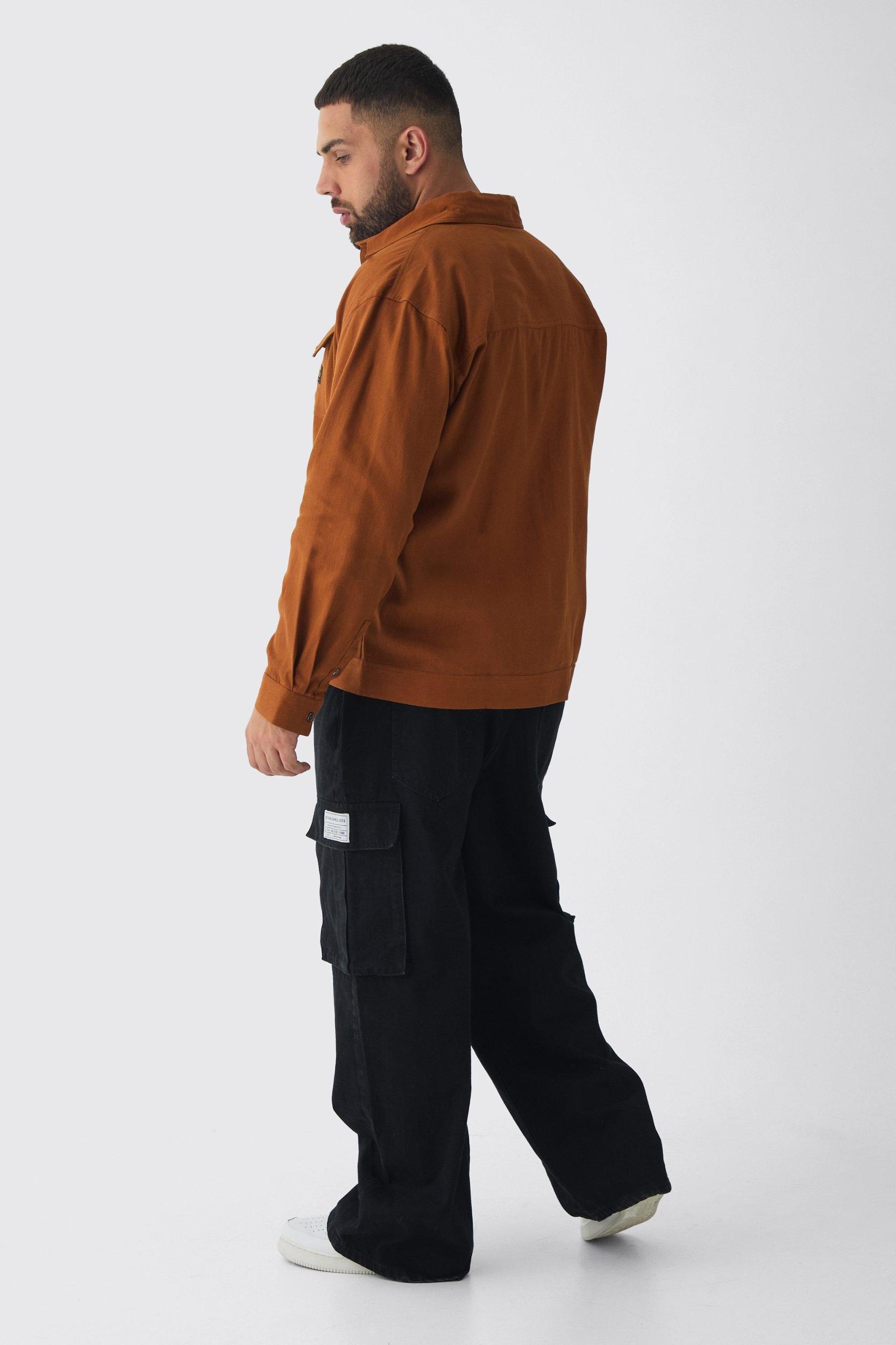 Plus Relaxed Fit Woven Tab Cargo Jeans | boohooMAN USA Product Image