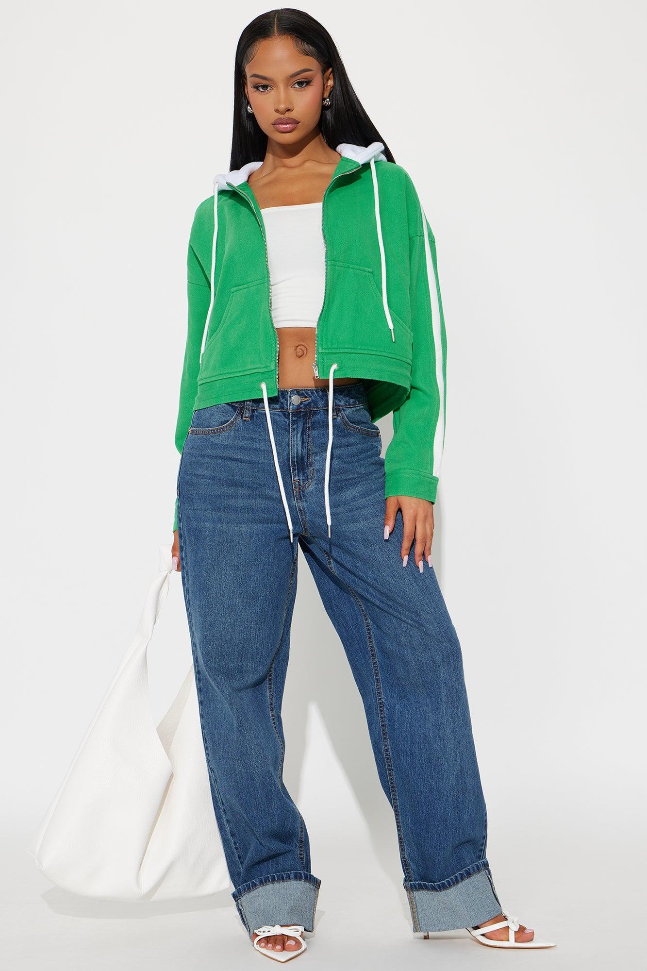 Catch Up Hooded Twill Jacket - Kelly Green Product Image