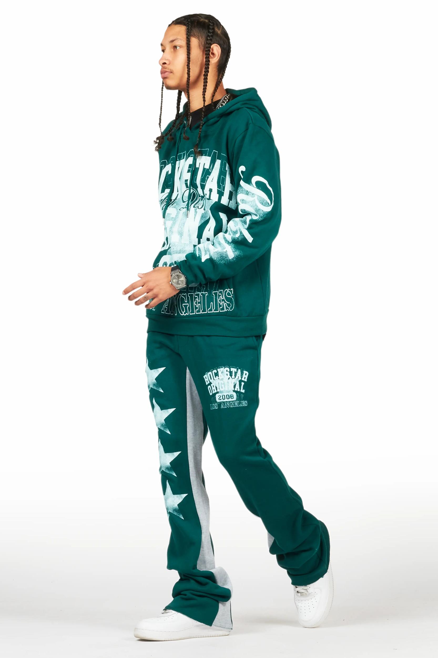 Greil Dark Green Hoodie/Baggy Track Pant Set Male Product Image