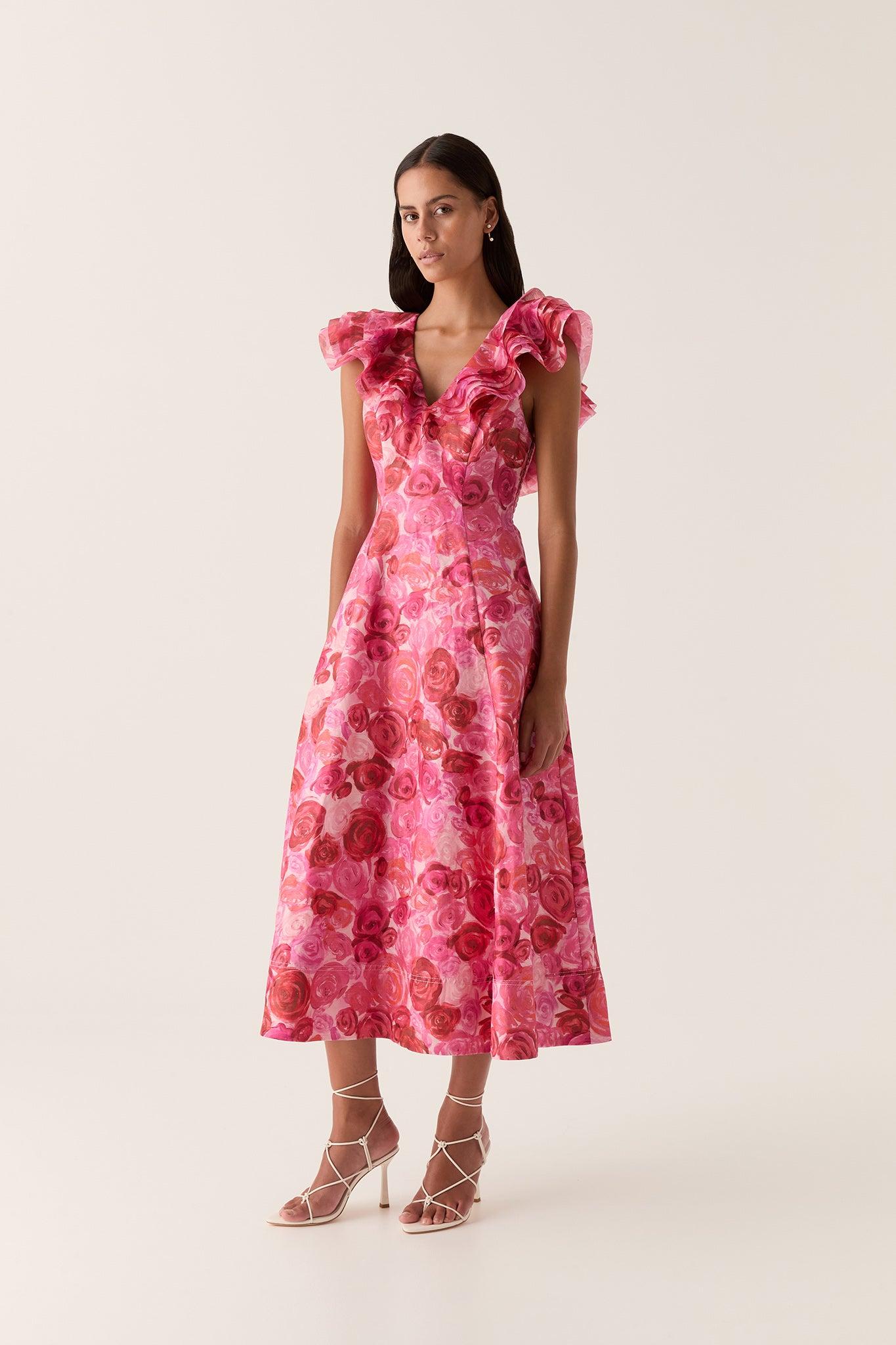 Enchanted Plunge Midi Dress Product Image