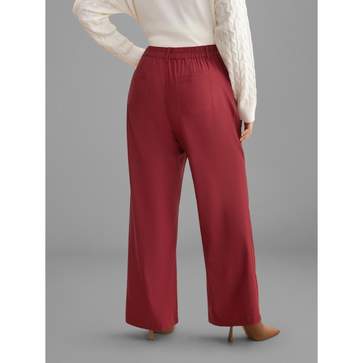Plus Size Holiday Stretchy Flared Pants Women Scarlet Formal Bootcut Mid Rise Party Pants BloomChic 22-24/3X Product Image