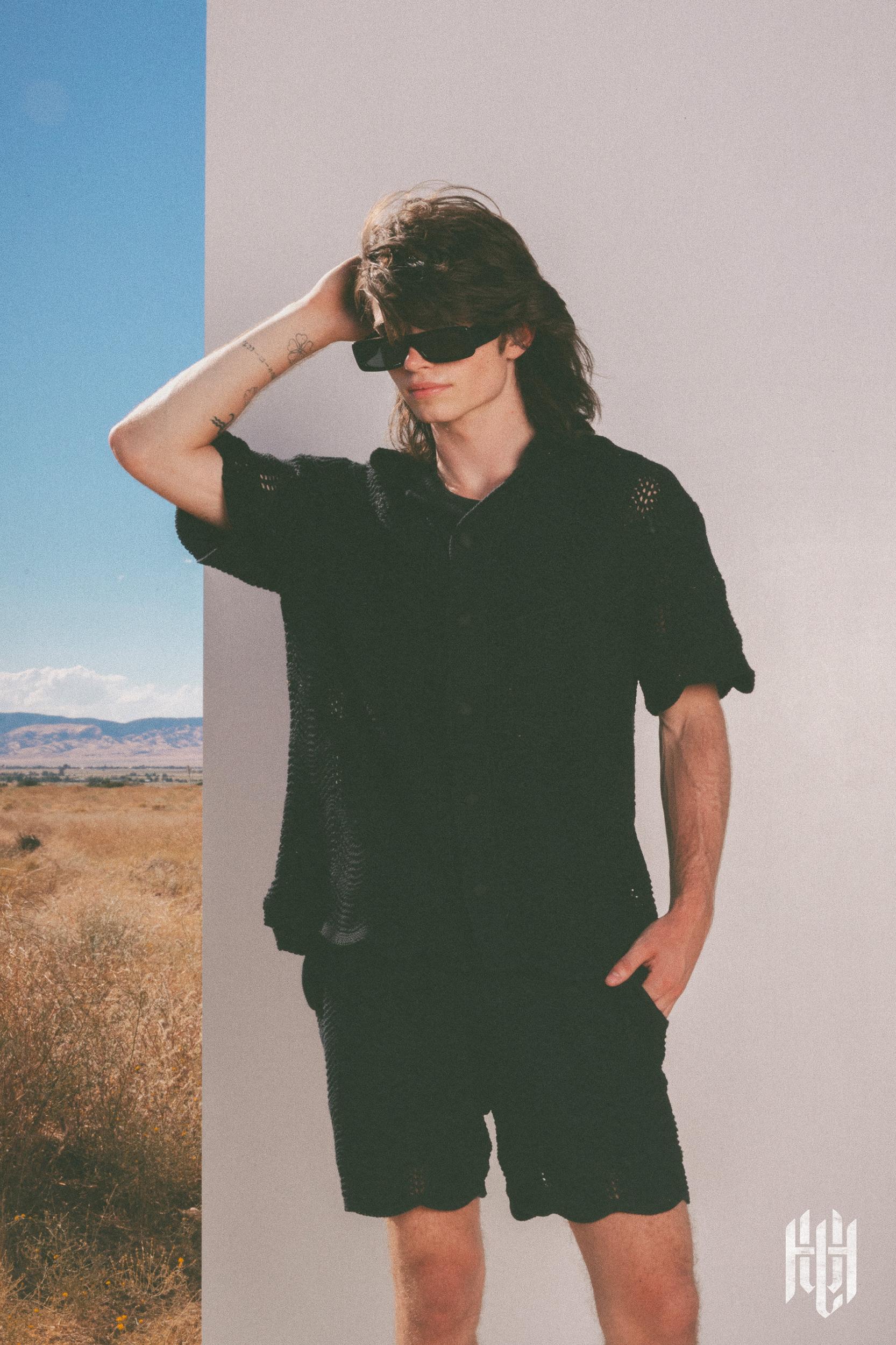 Knitted Wave Shorts - Black Product Image